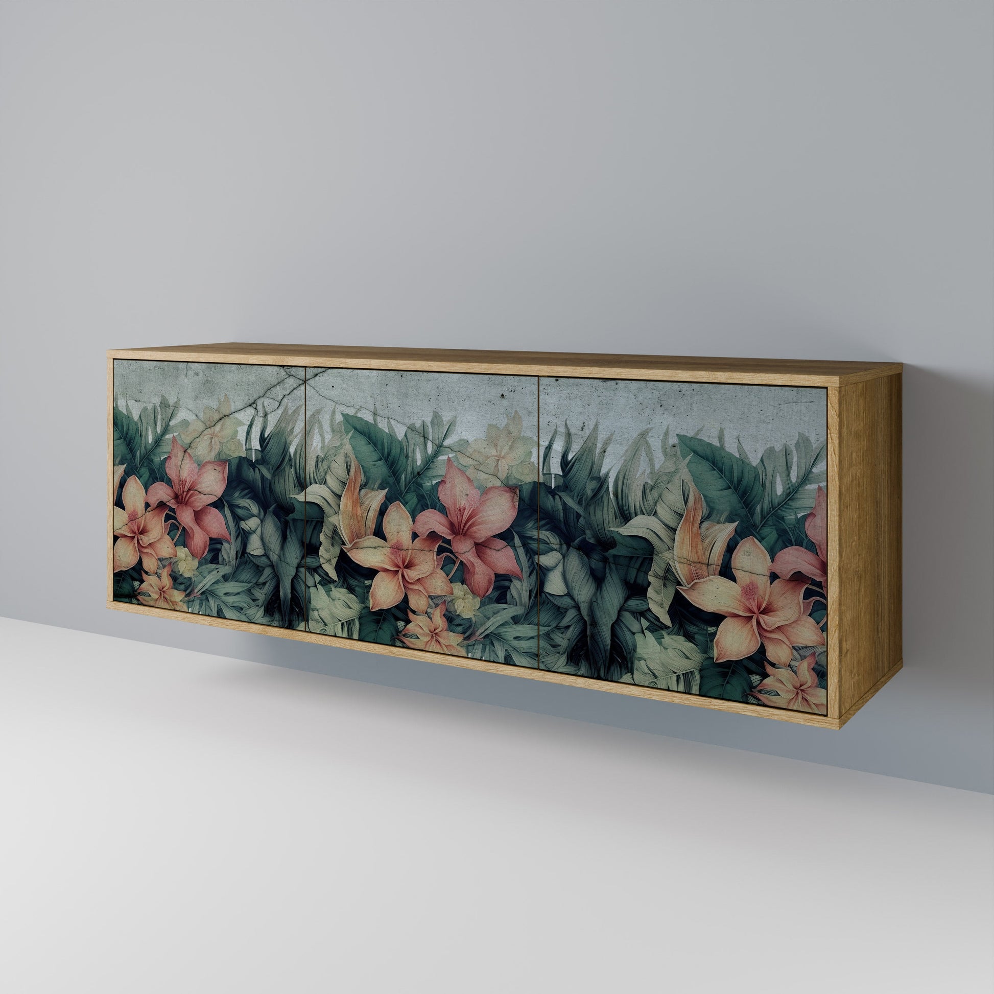 Buffet 3 portes HEAVENLY BLOOM effet chêne