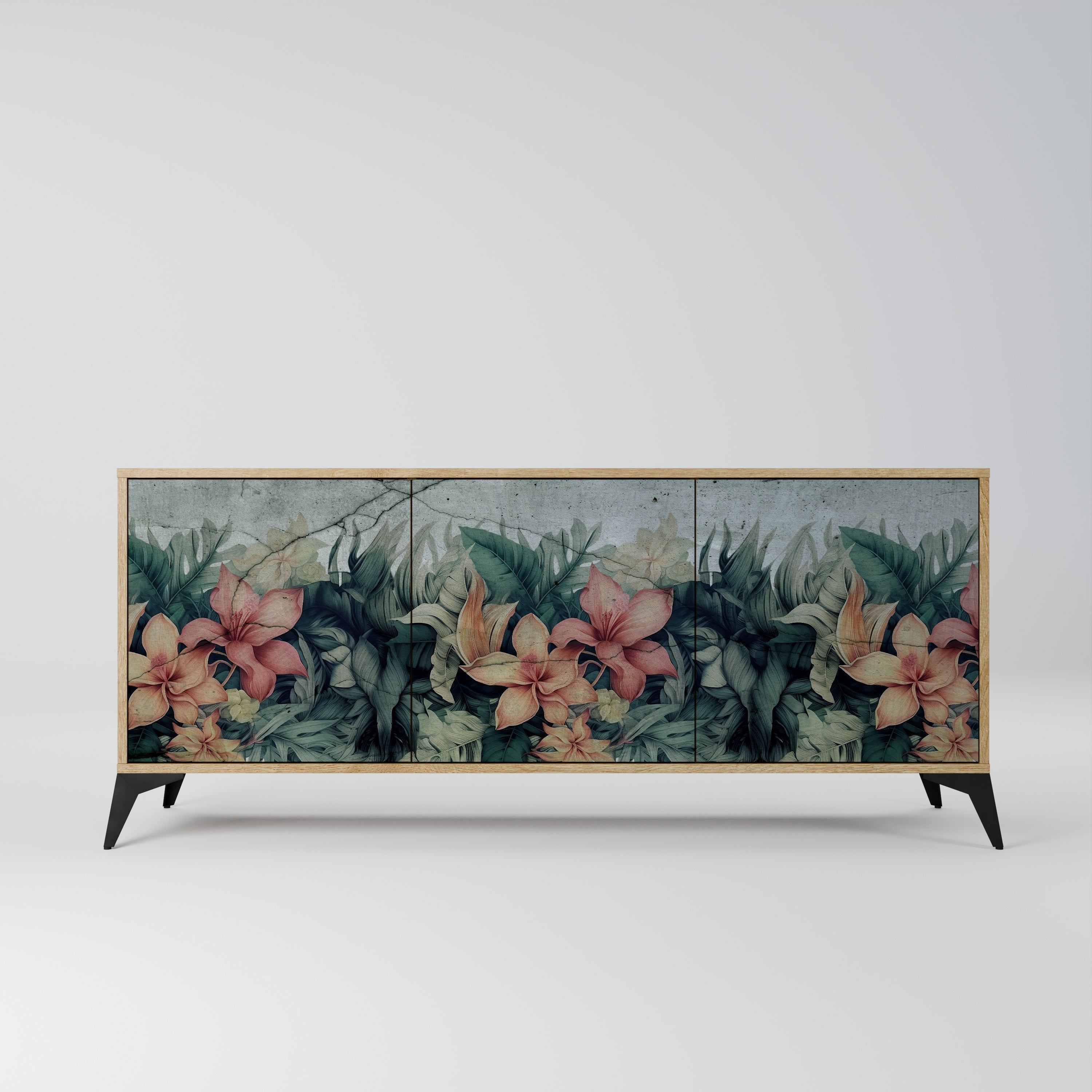 Buffet 3 portes HEAVENLY BLOOM effet chêne