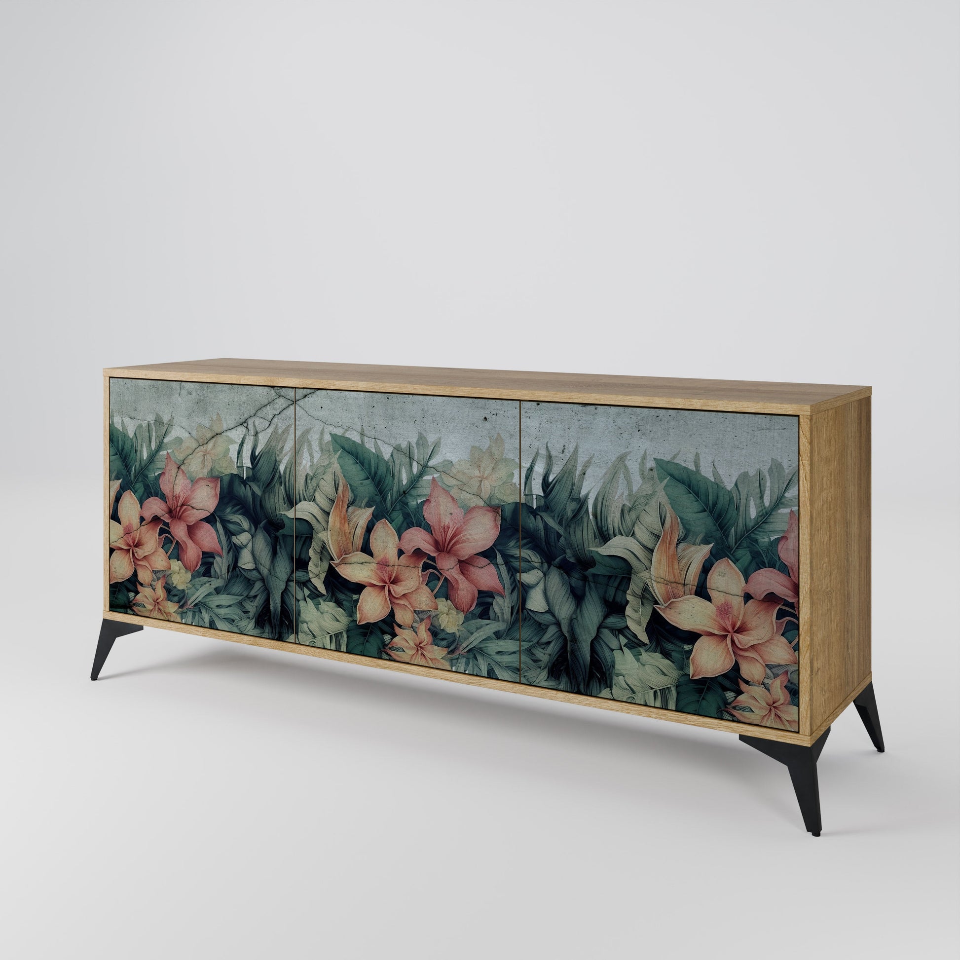 Buffet 3 portes HEAVENLY BLOOM effet chêne