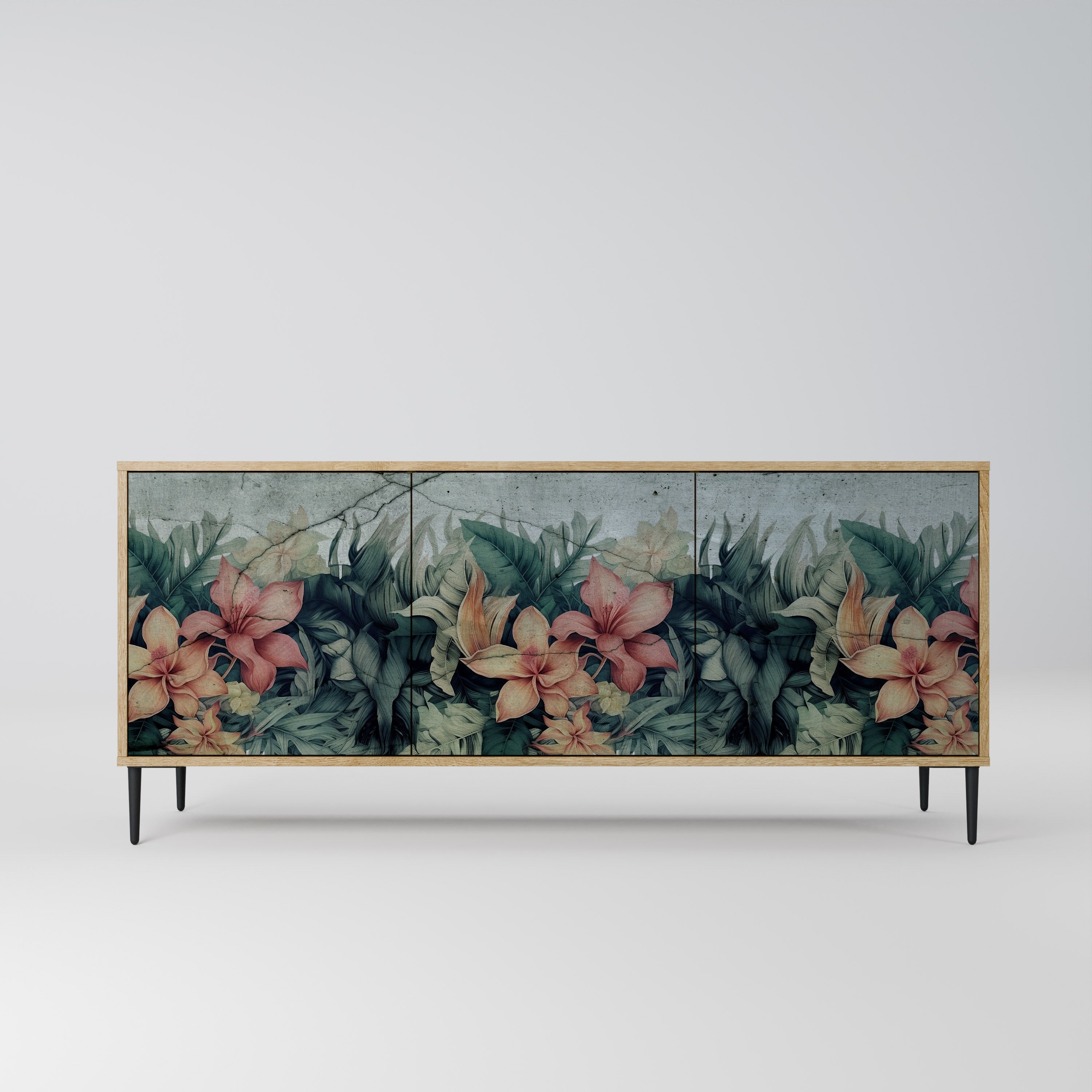 Buffet 3 portes HEAVENLY BLOOM effet chêne