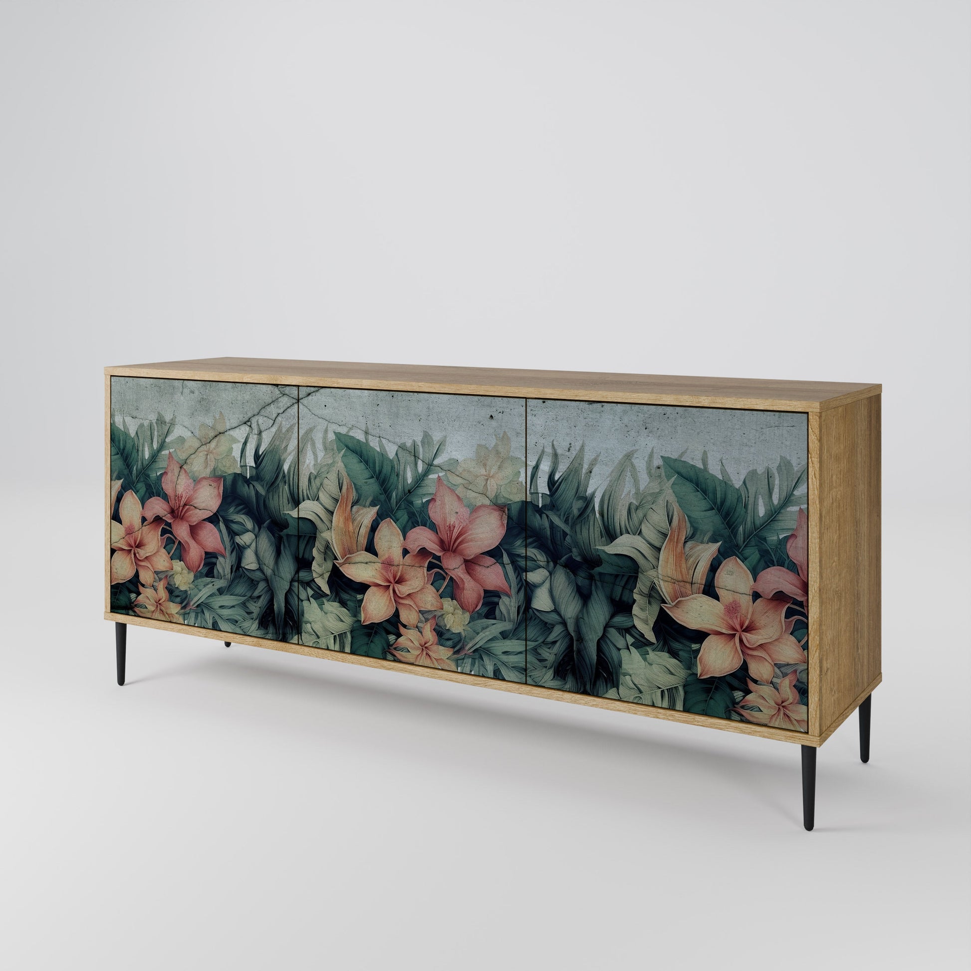 Buffet 3 portes HEAVENLY BLOOM effet chêne