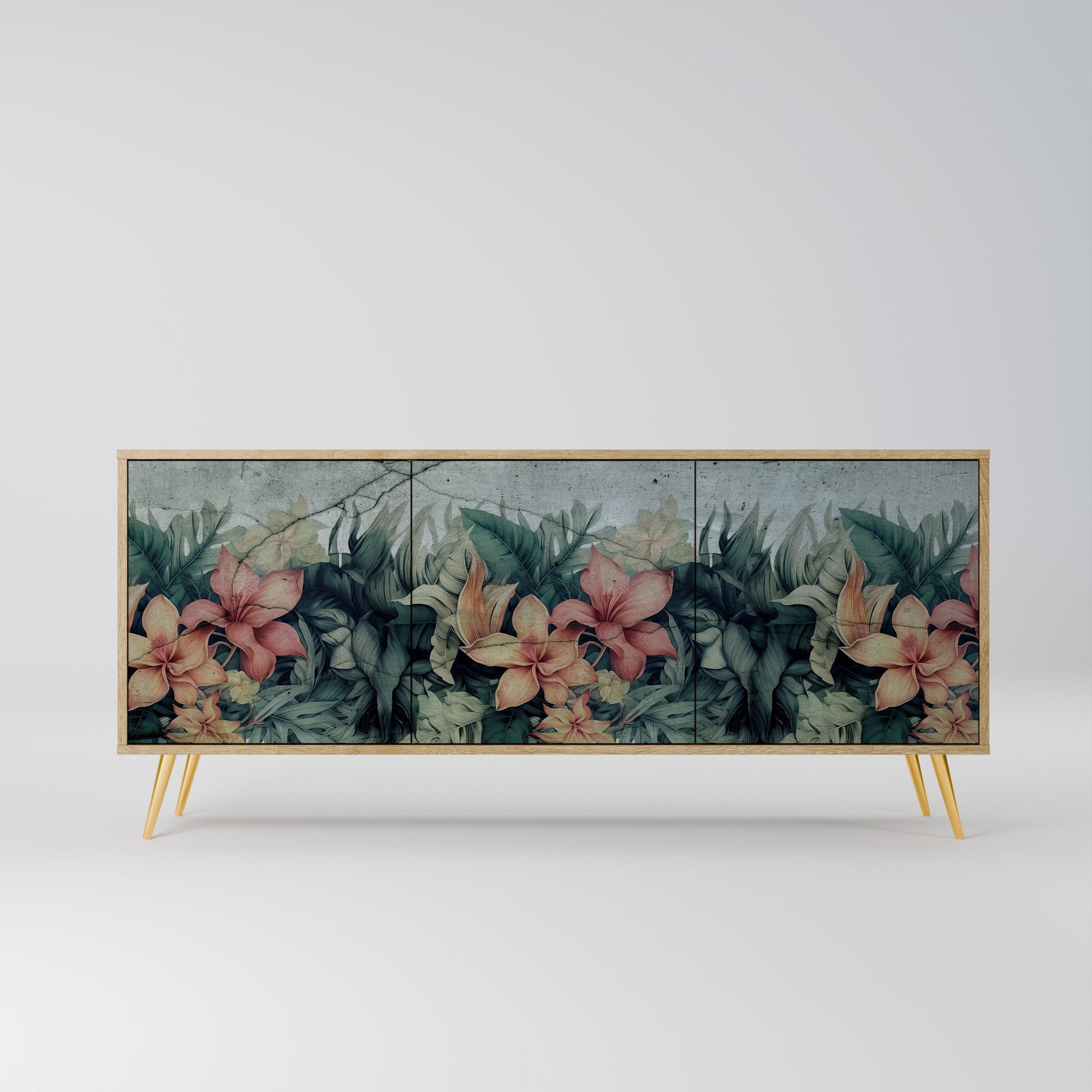 Buffet 3 portes HEAVENLY BLOOM effet chêne