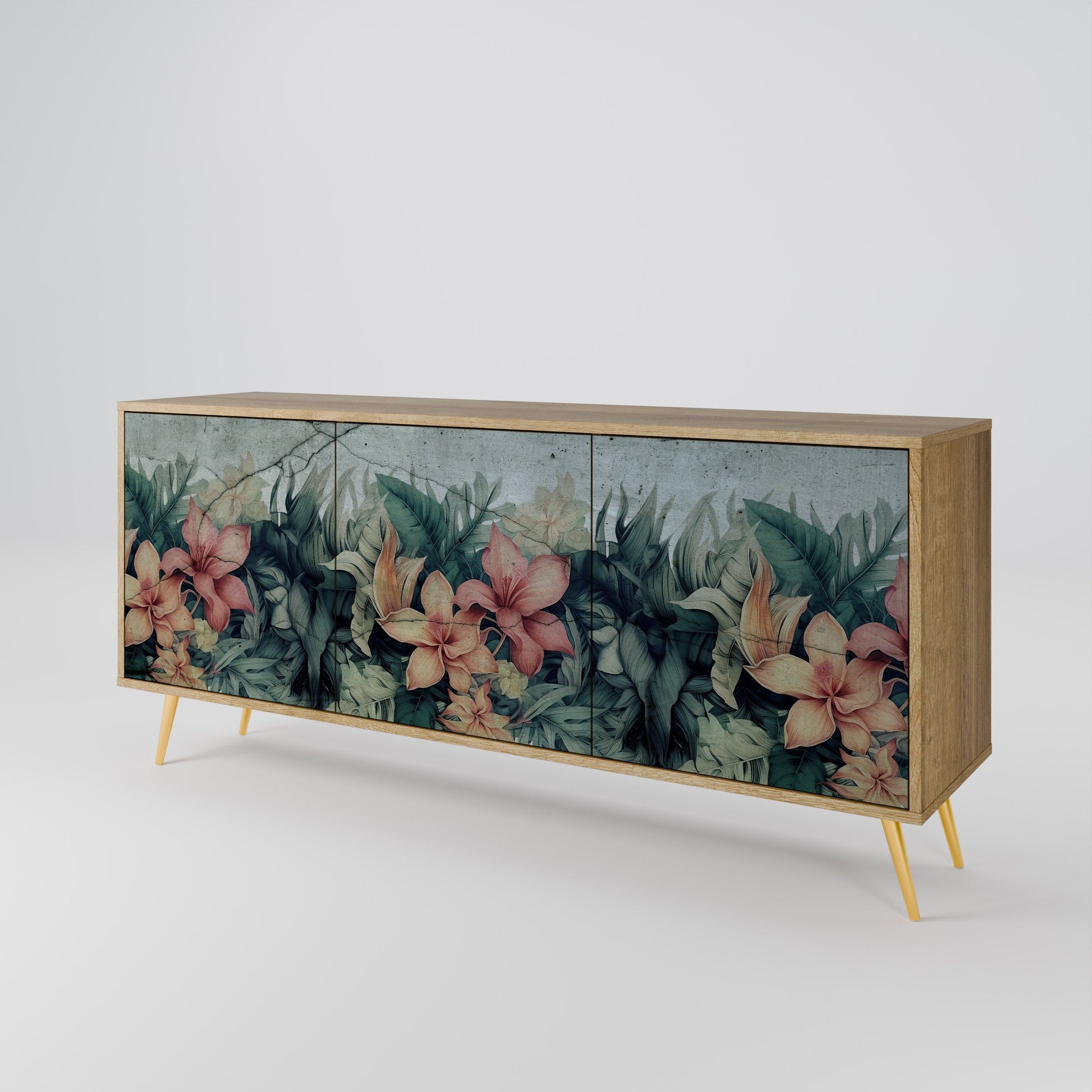 Buffet 3 portes HEAVENLY BLOOM effet chêne