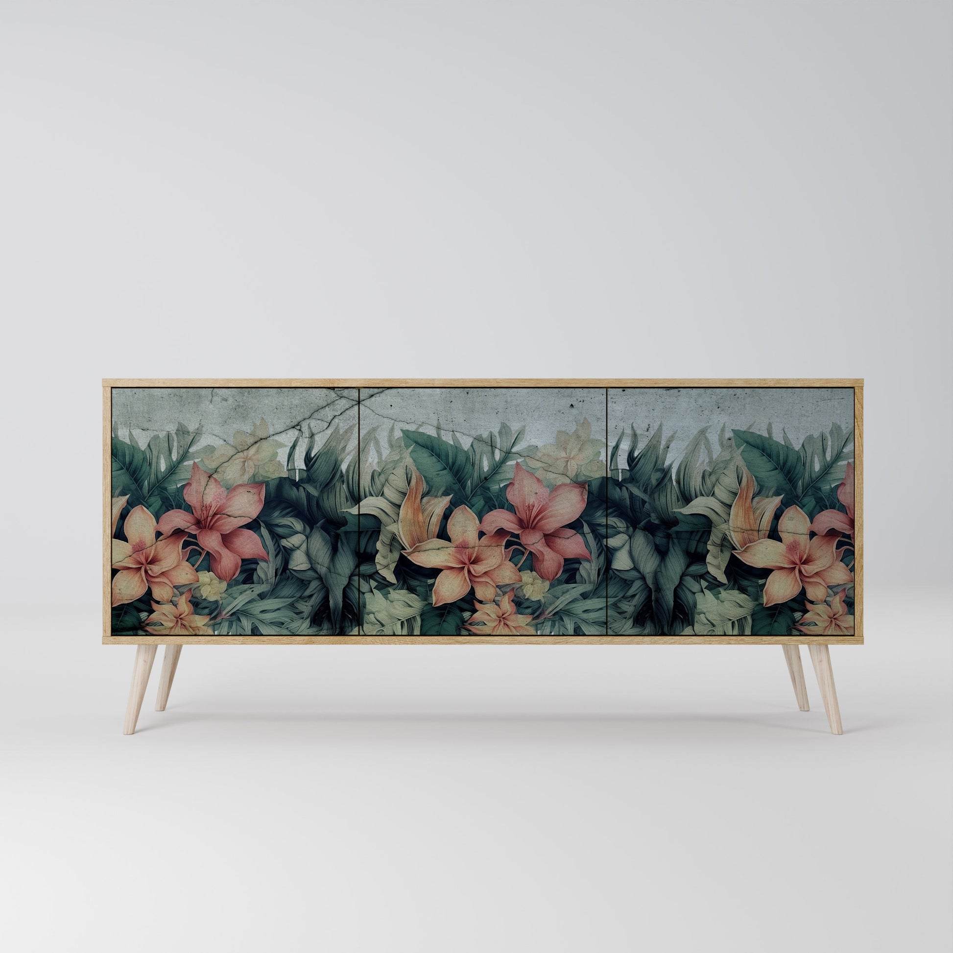 Buffet 3 portes HEAVENLY BLOOM effet chêne