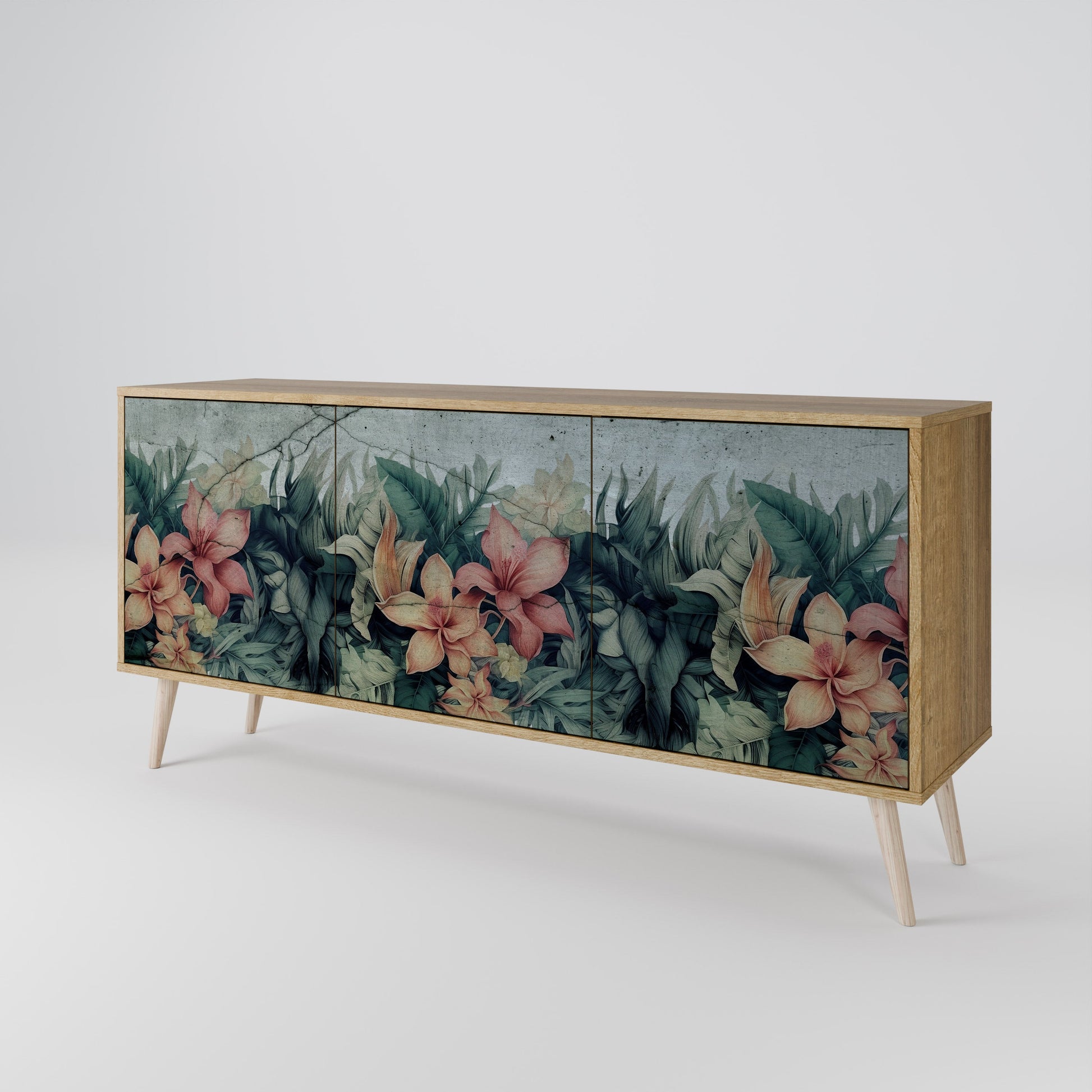 Buffet 3 portes HEAVENLY BLOOM effet chêne