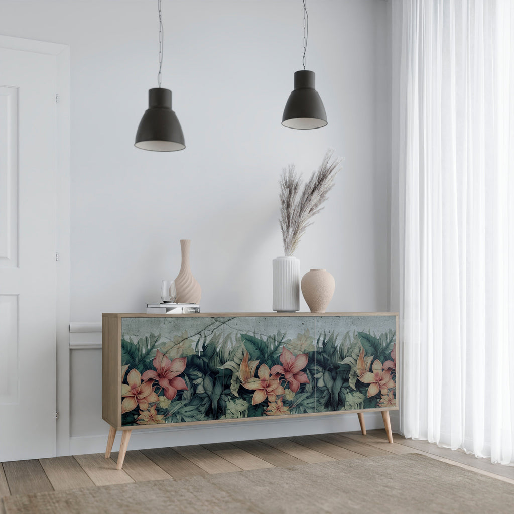 Buffet 3 portes HEAVENLY BLOOM effet chêne