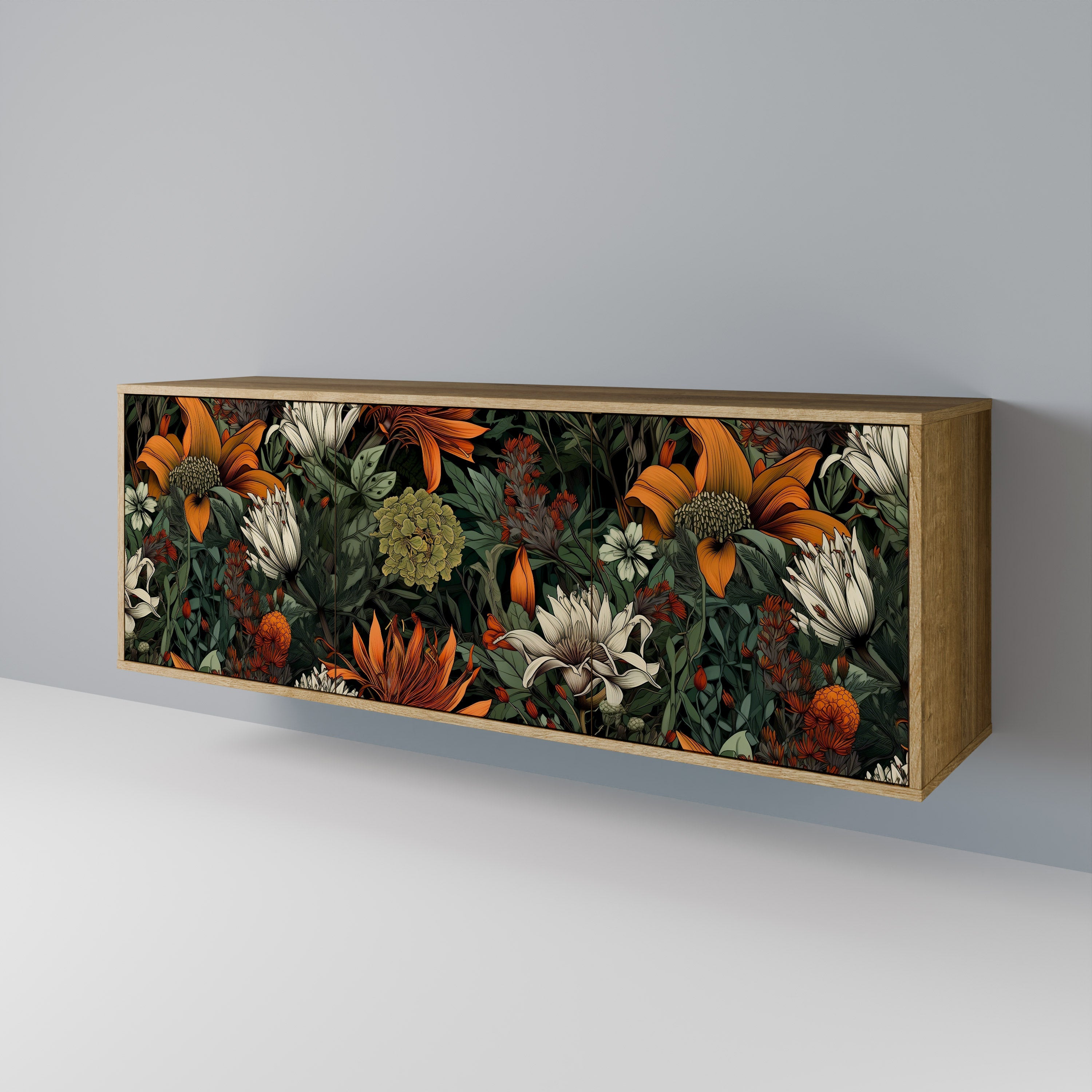 Buffet 3 portes MIDNIGHT SPROUT effet chêne