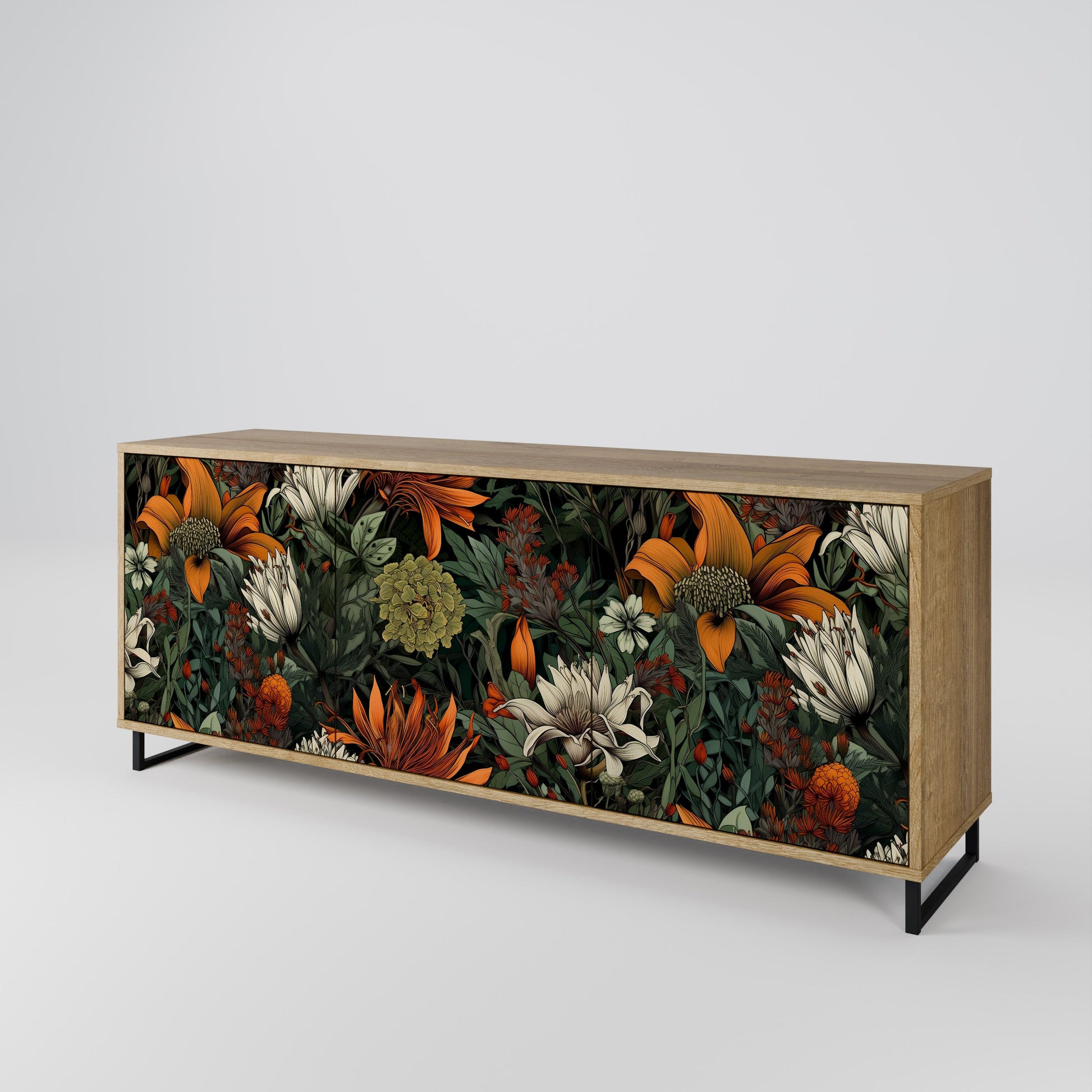 Buffet 3 portes MIDNIGHT SPROUT effet chêne