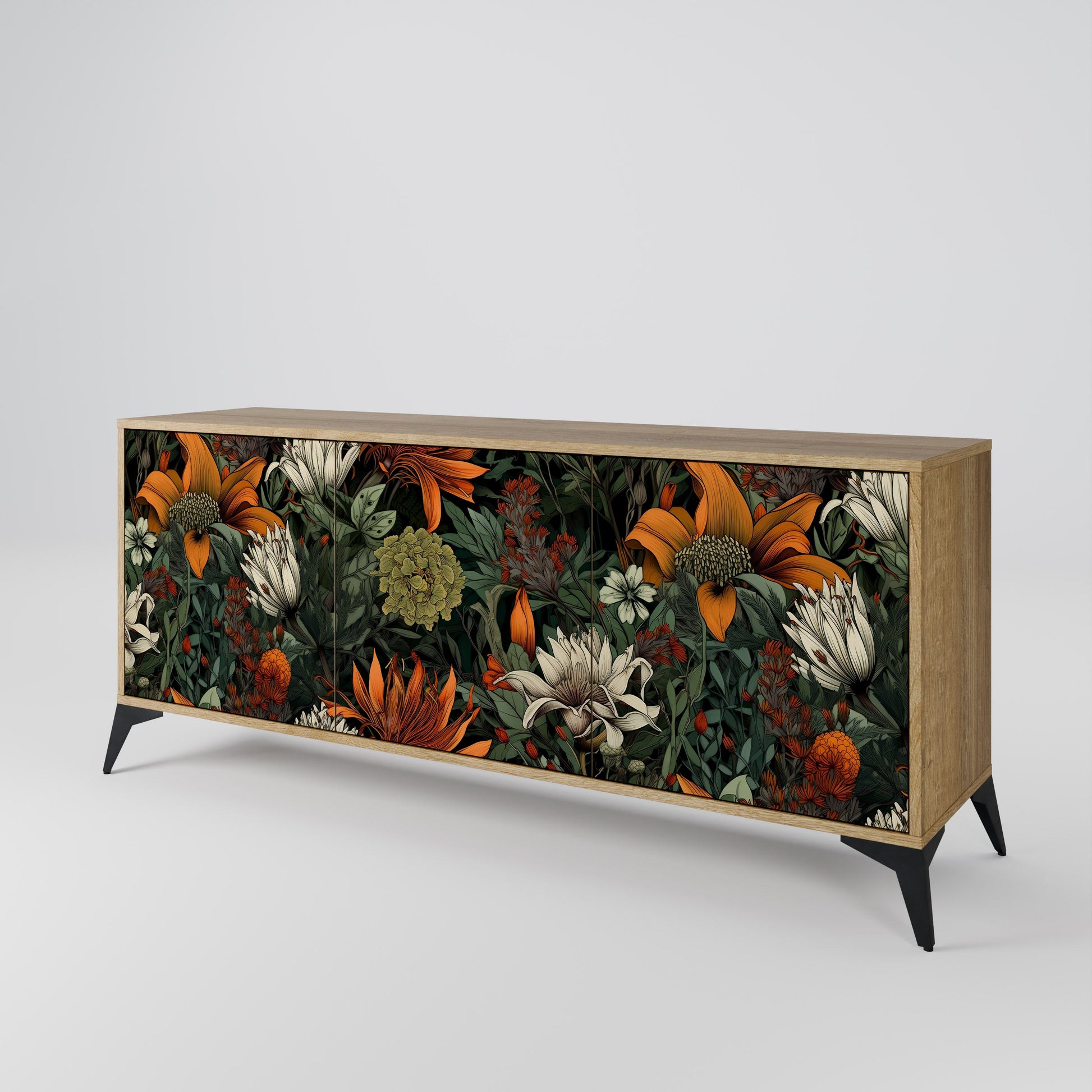 Buffet 3 portes MIDNIGHT SPROUT effet chêne