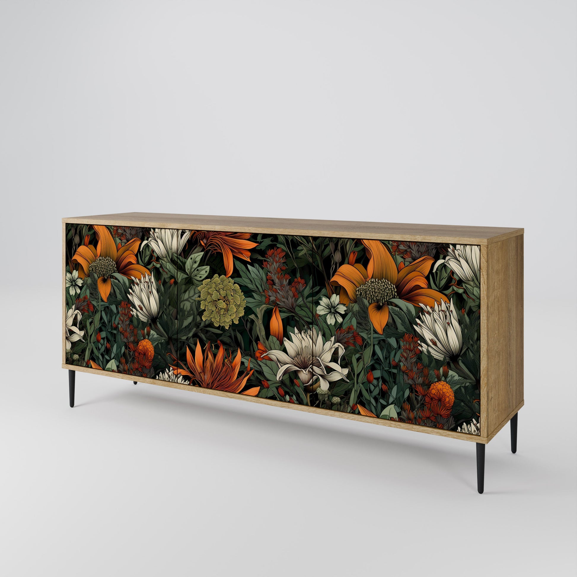 Buffet 3 portes MIDNIGHT SPROUT effet chêne