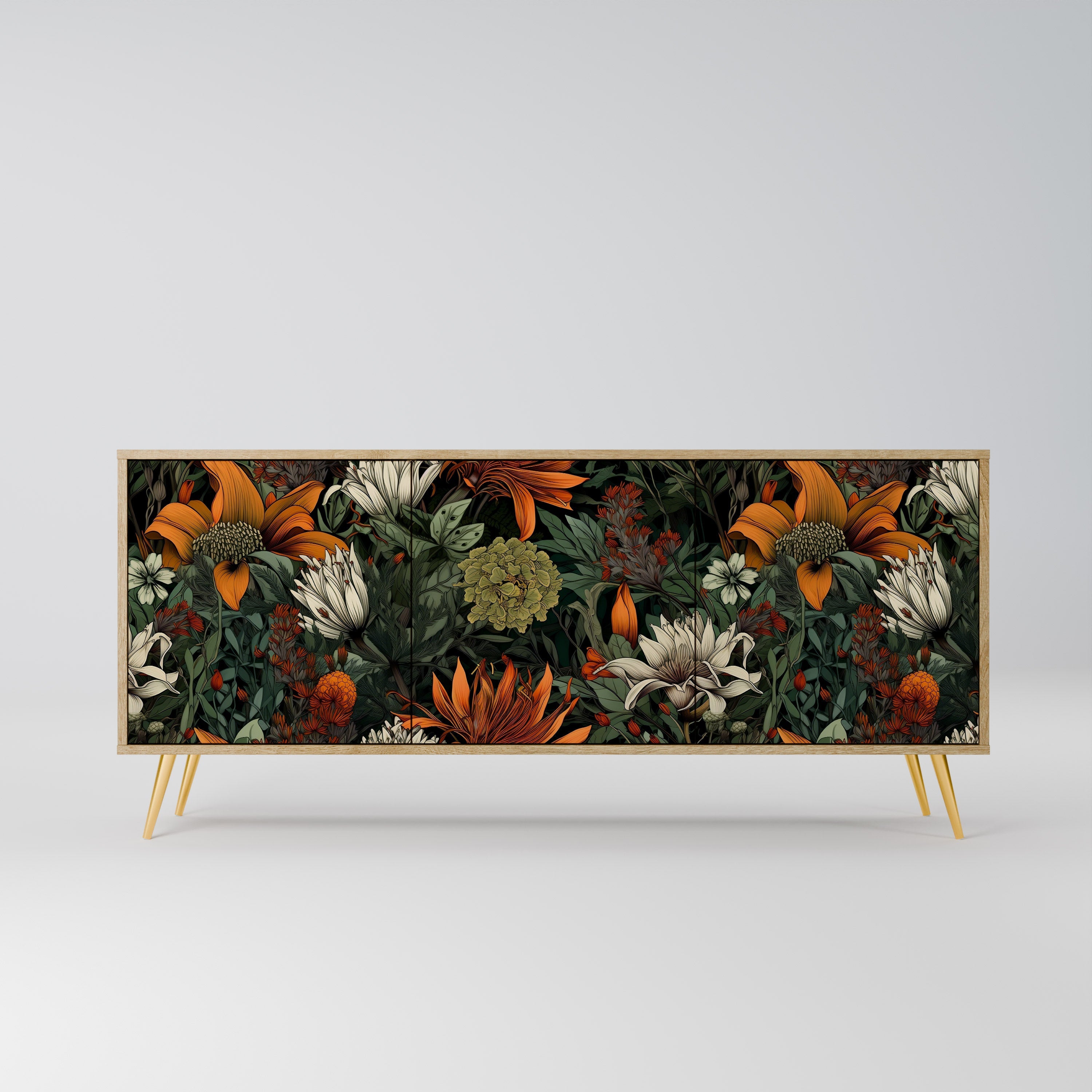 Buffet 3 portes MIDNIGHT SPROUT effet chêne