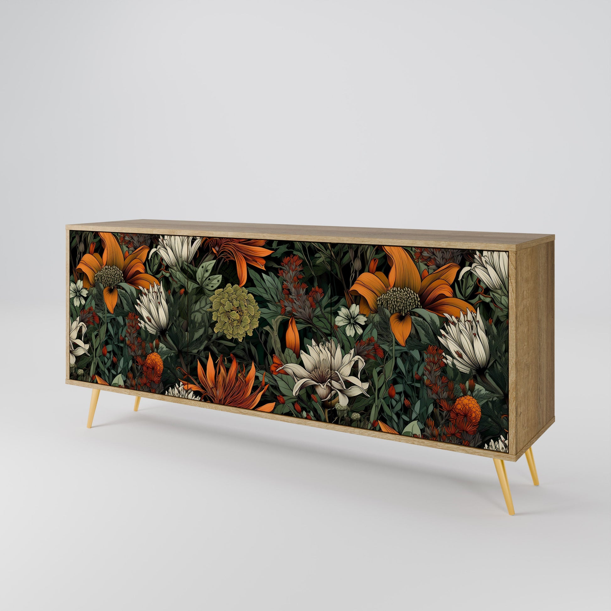 Buffet 3 portes MIDNIGHT SPROUT effet chêne