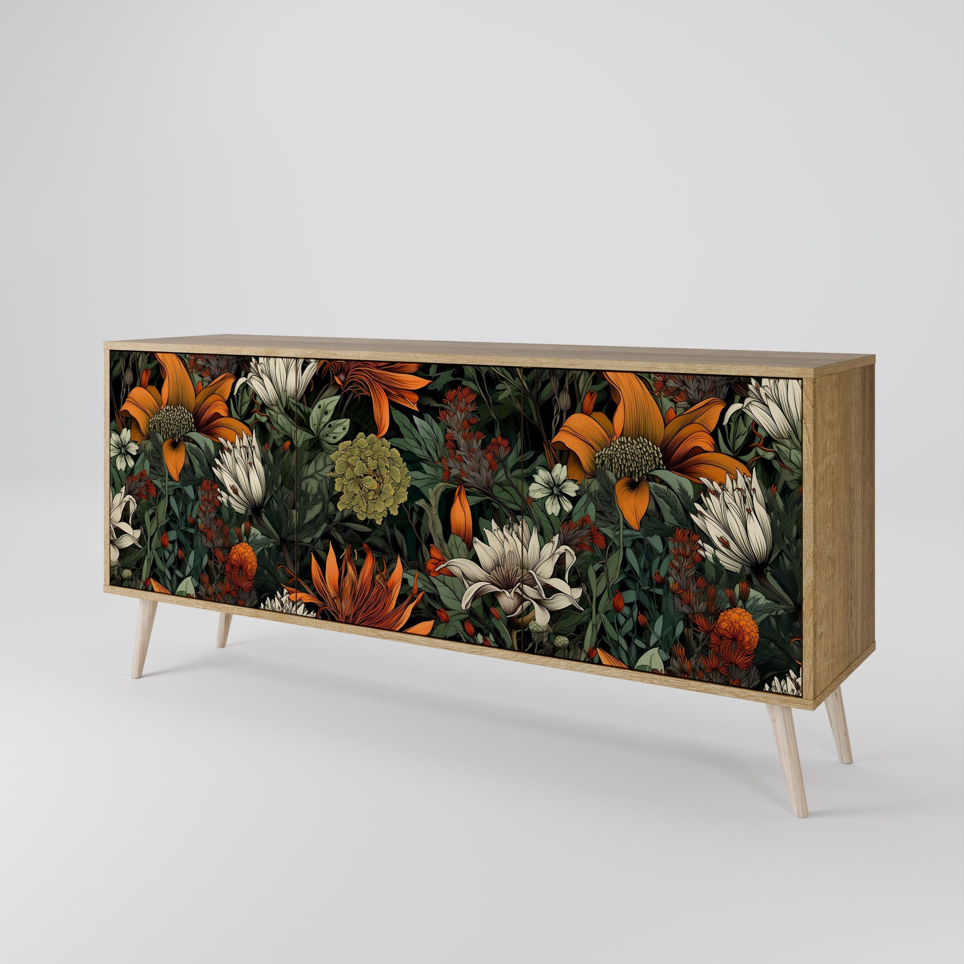 Buffet 3 portes MIDNIGHT SPROUT effet chêne