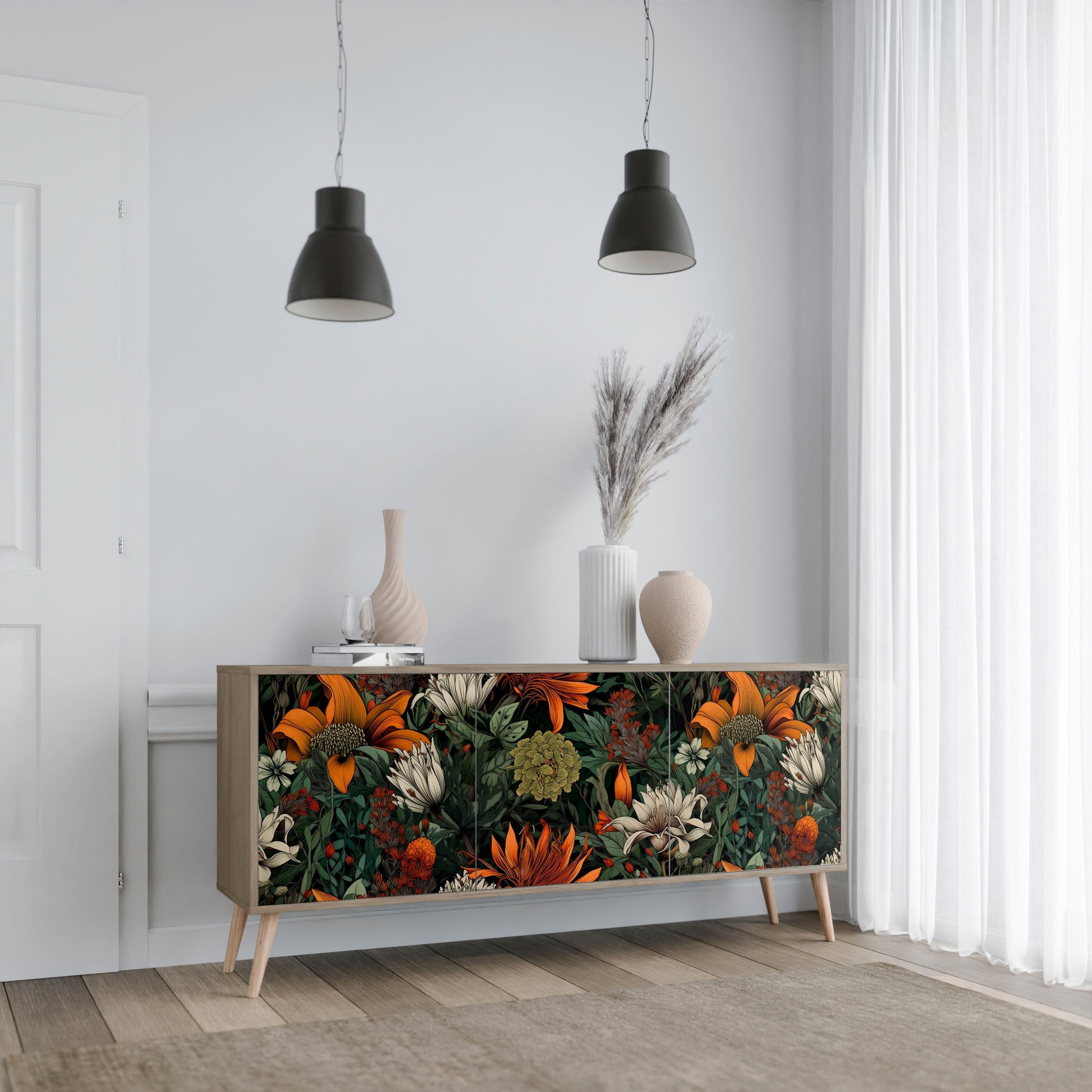 Buffet 3 portes MIDNIGHT SPROUT effet chêne