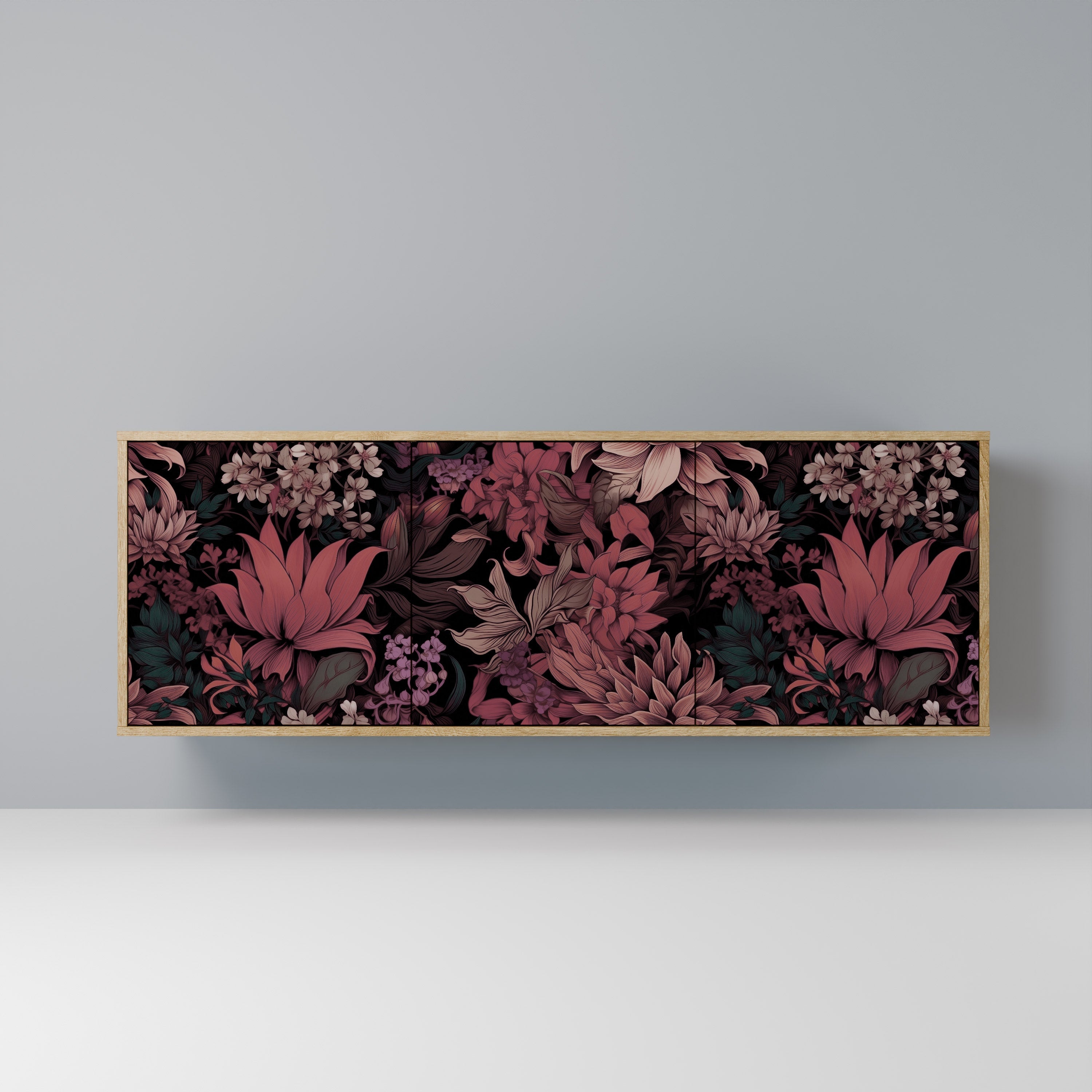 Buffet 3 portes FLORAL WHISPER effet chêne