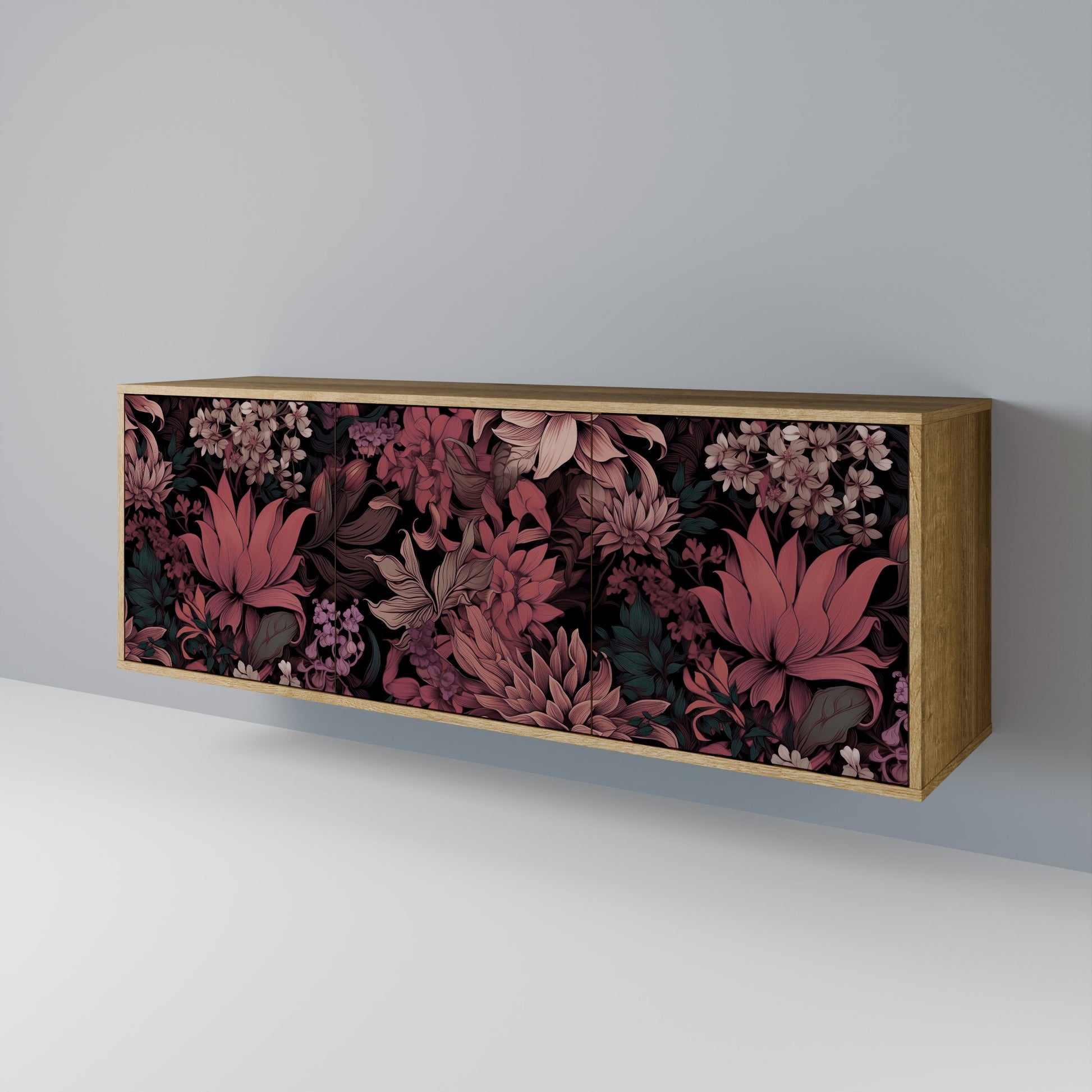 Buffet 3 portes FLORAL WHISPER effet chêne