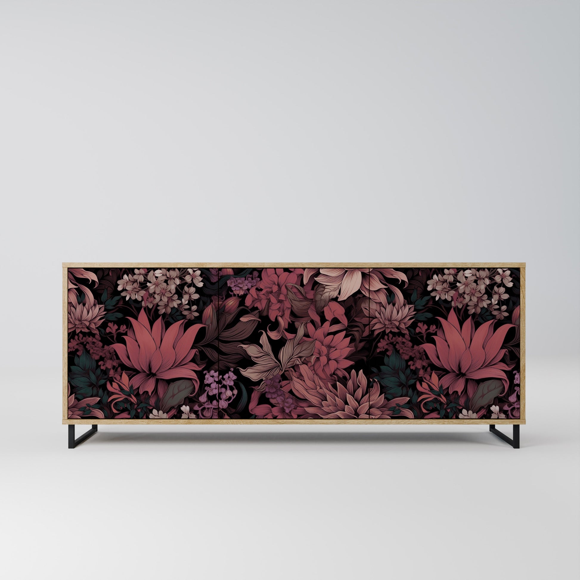 Buffet 3 portes FLORAL WHISPER effet chêne