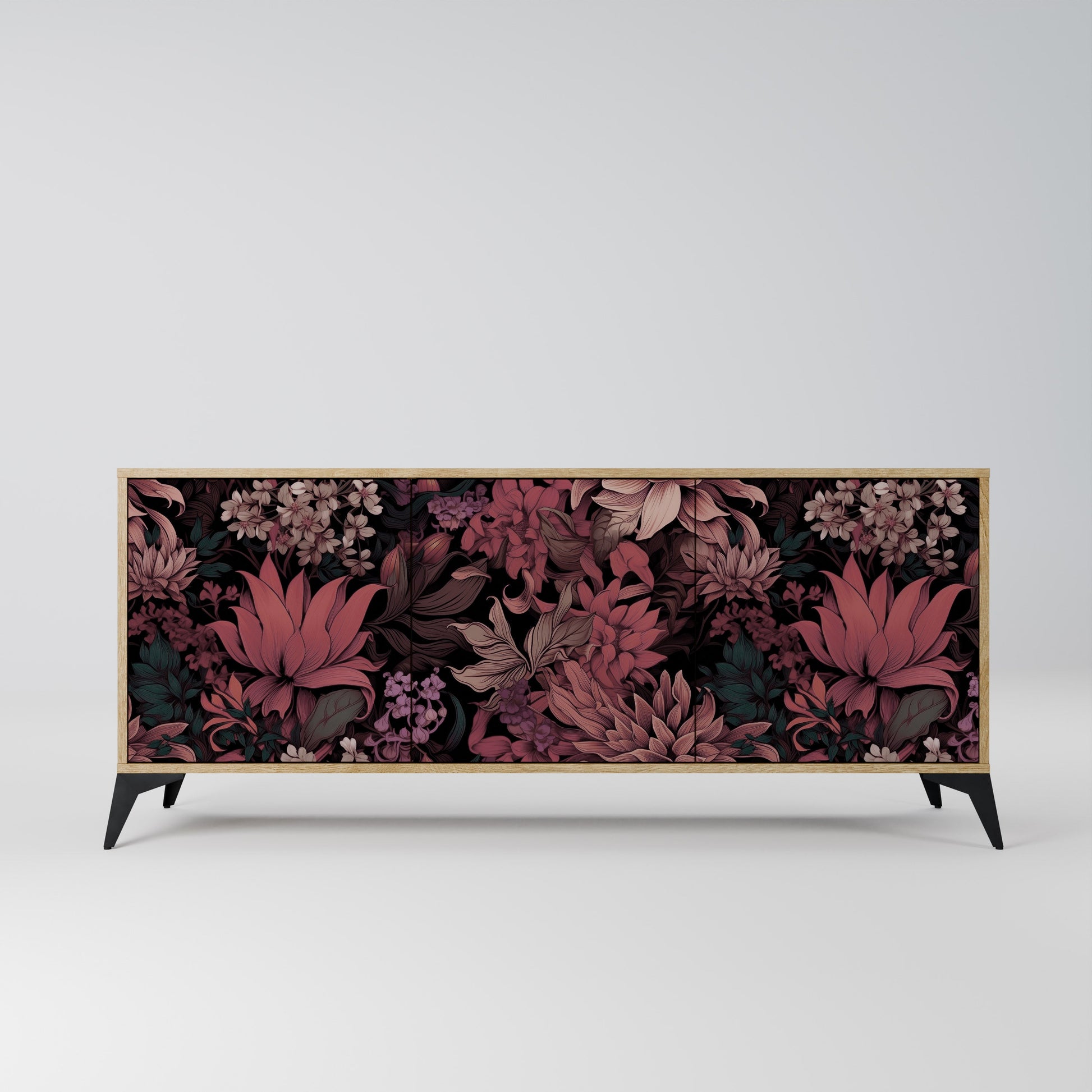 Buffet 3 portes FLORAL WHISPER effet chêne