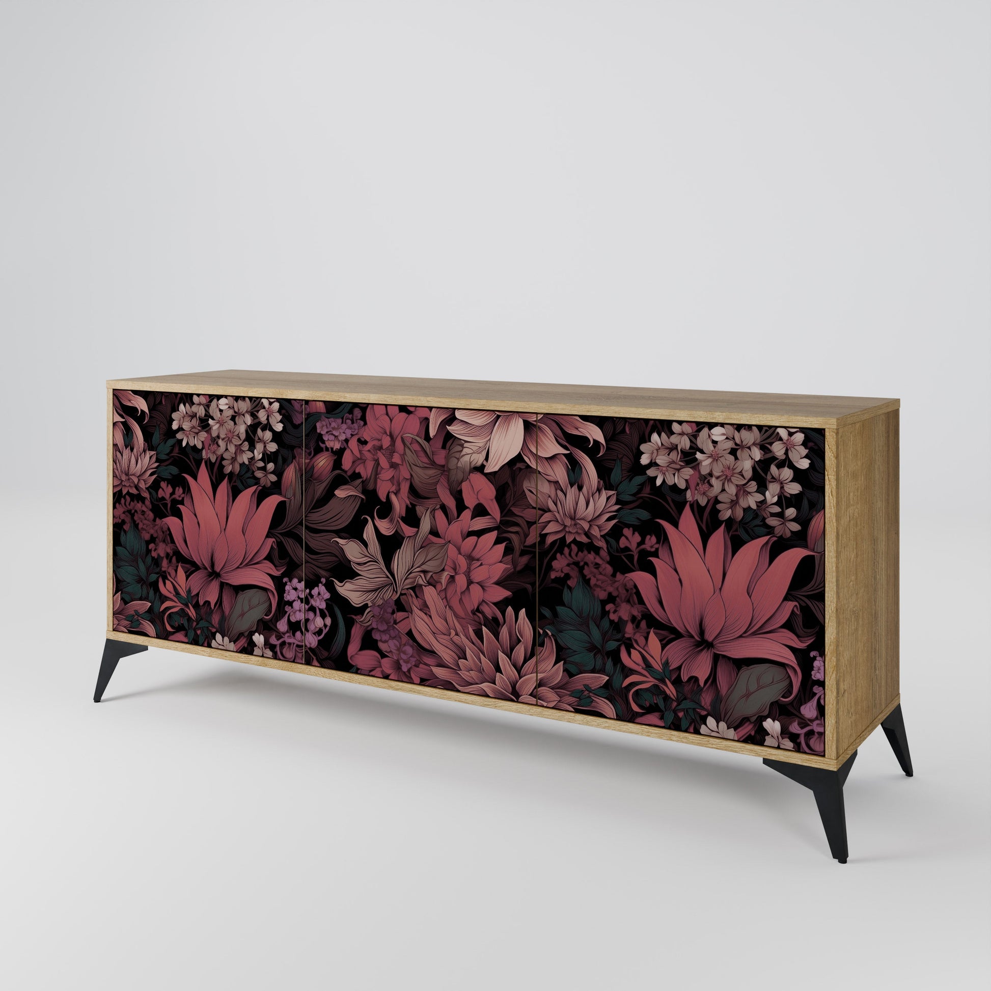 Buffet 3 portes FLORAL WHISPER effet chêne