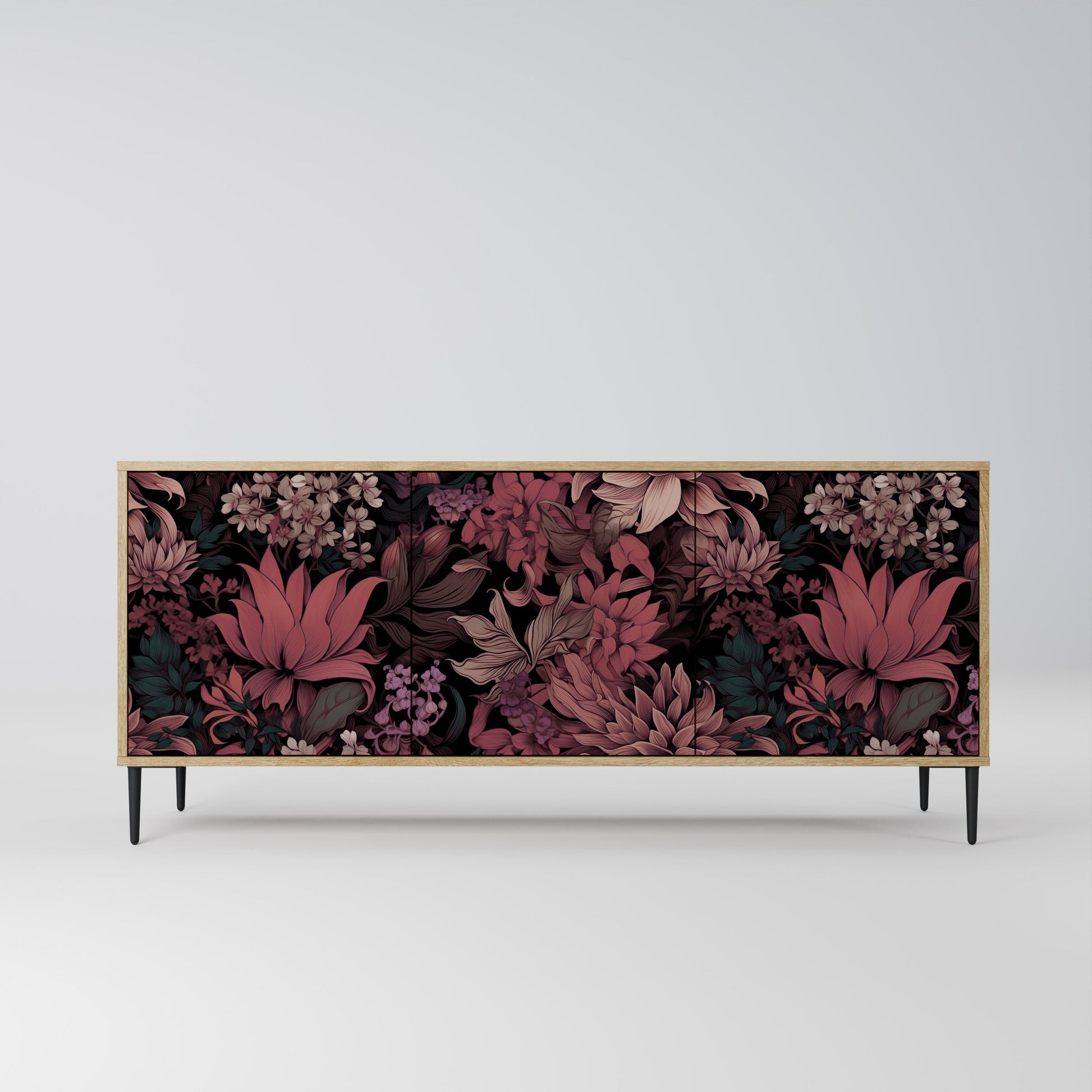 Buffet 3 portes FLORAL WHISPER effet chêne