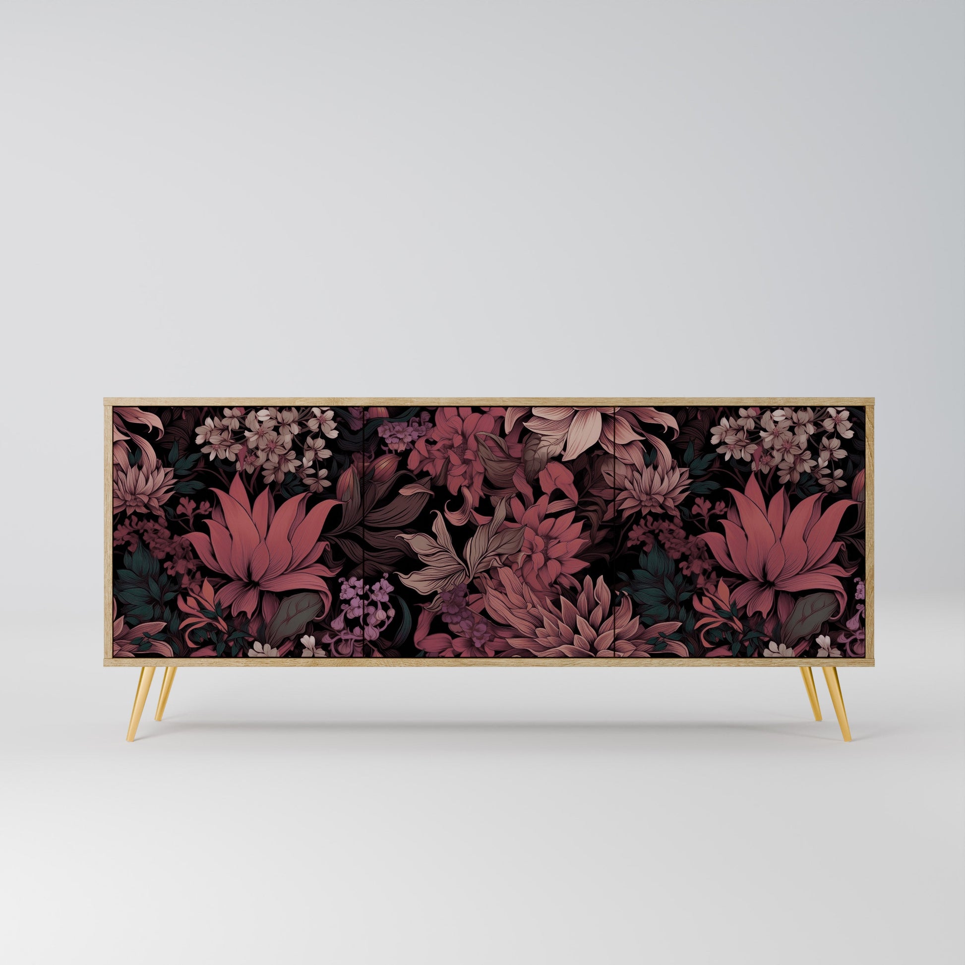 Buffet 3 portes FLORAL WHISPER effet chêne