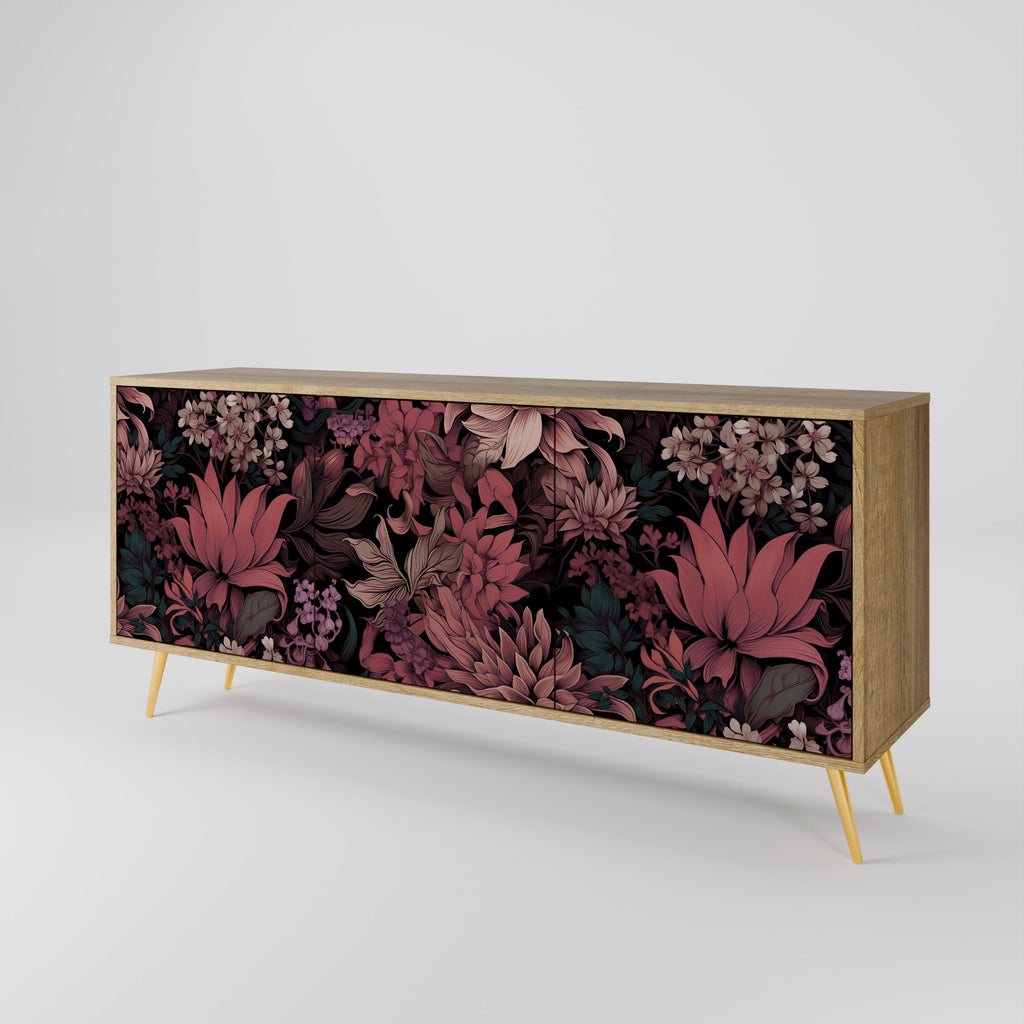 Buffet 3 portes FLORAL WHISPER effet chêne