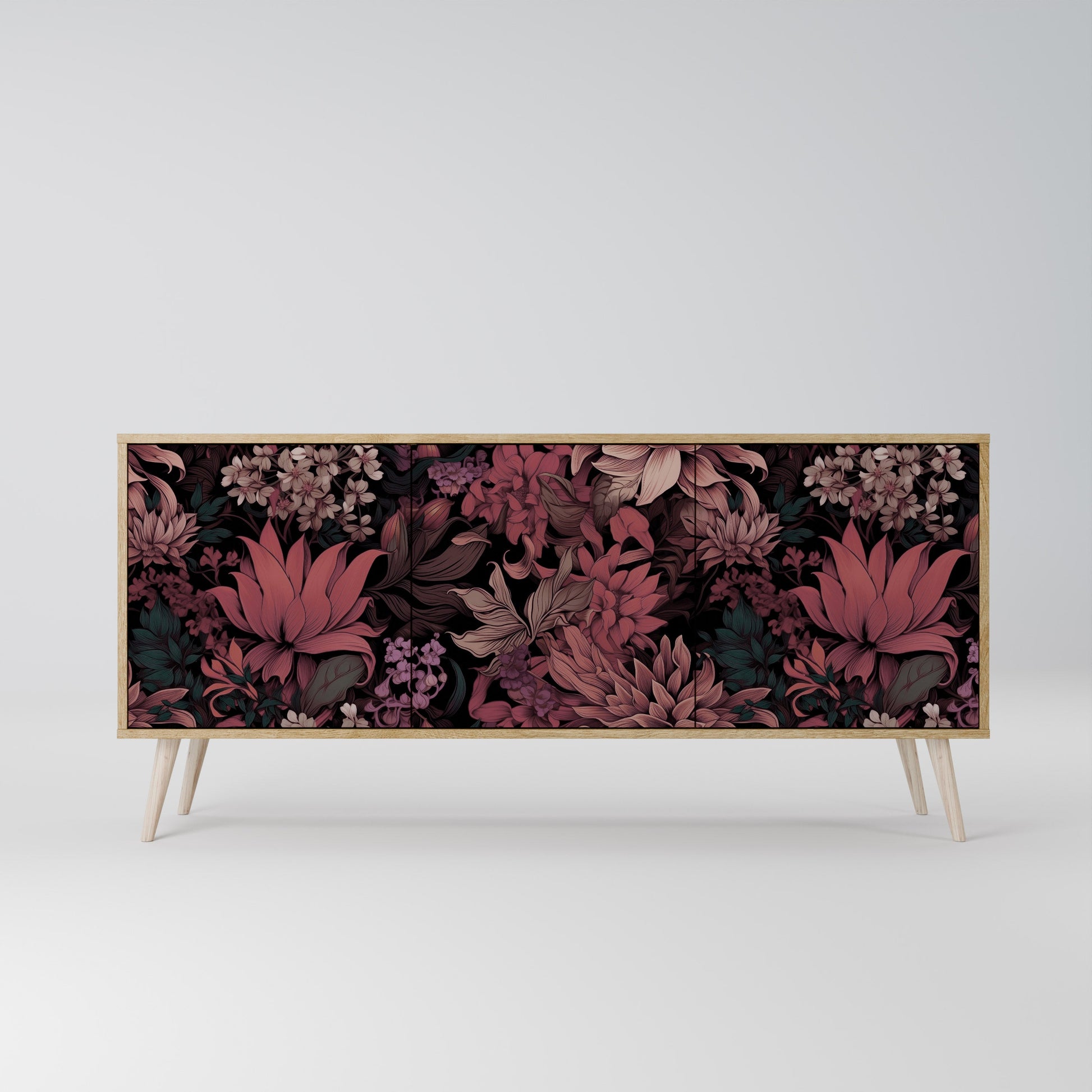 Buffet 3 portes FLORAL WHISPER effet chêne