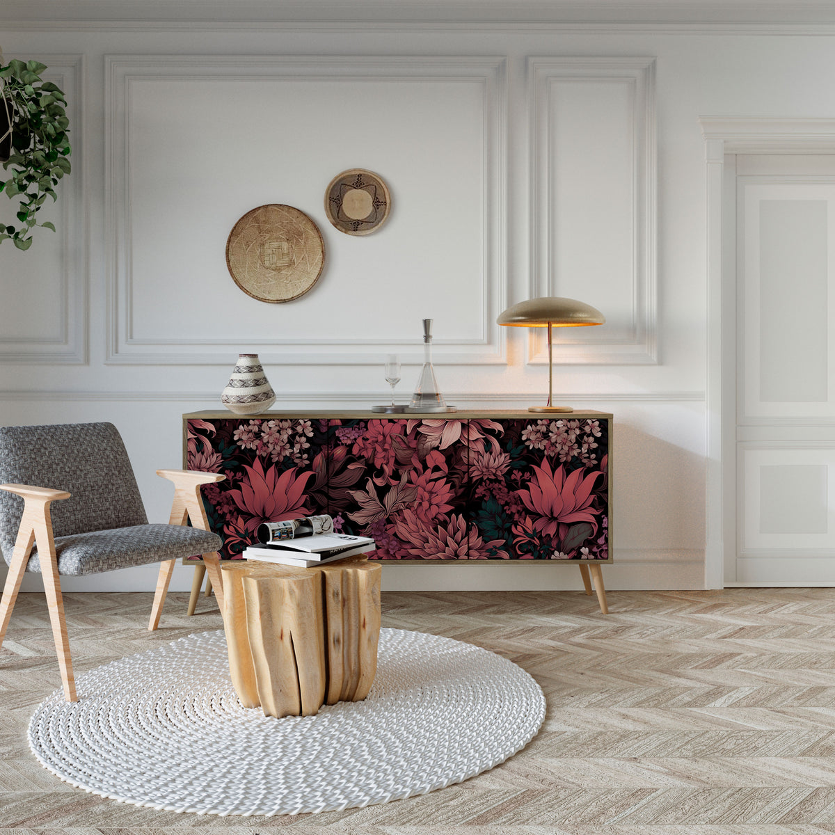 FLORAL WHISPER 3-Door Sideboard