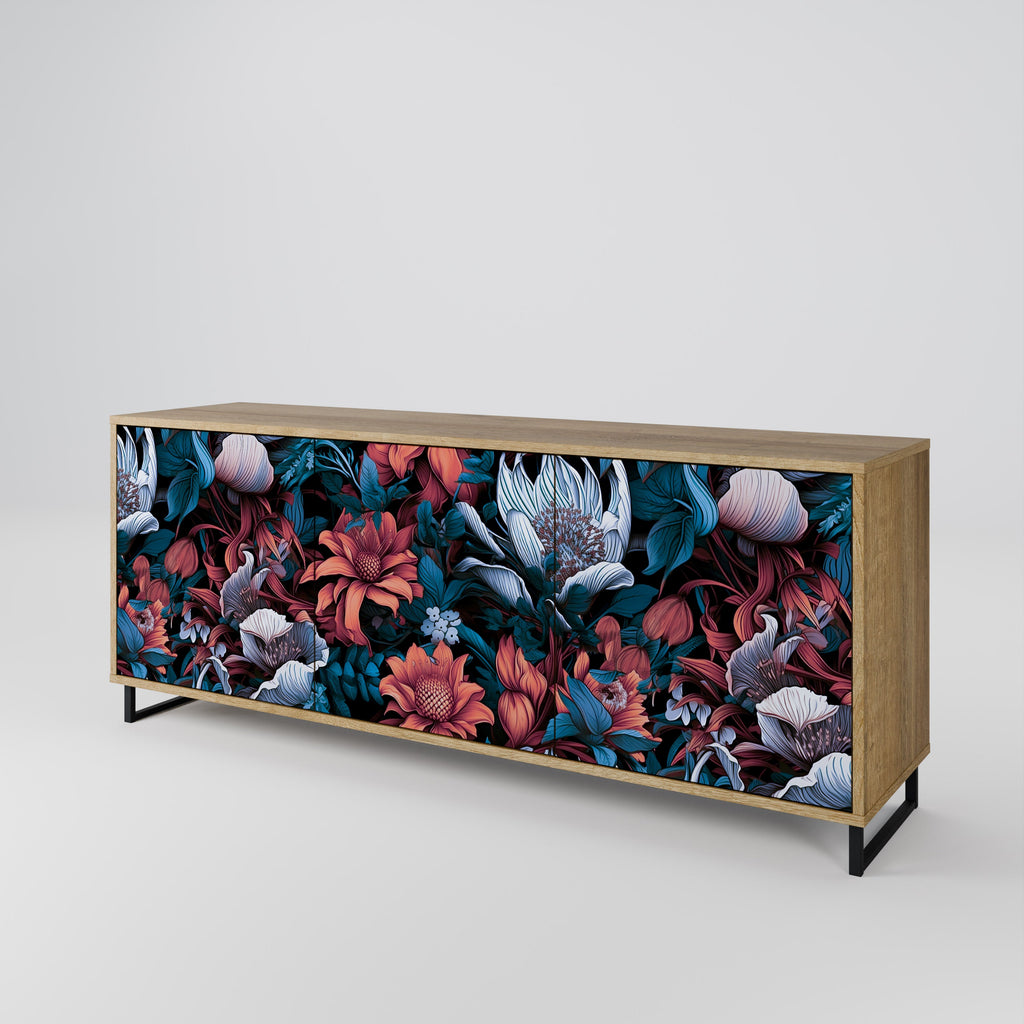 Buffet 3 portes ETHEREAL BLOSSOMS effet chêne