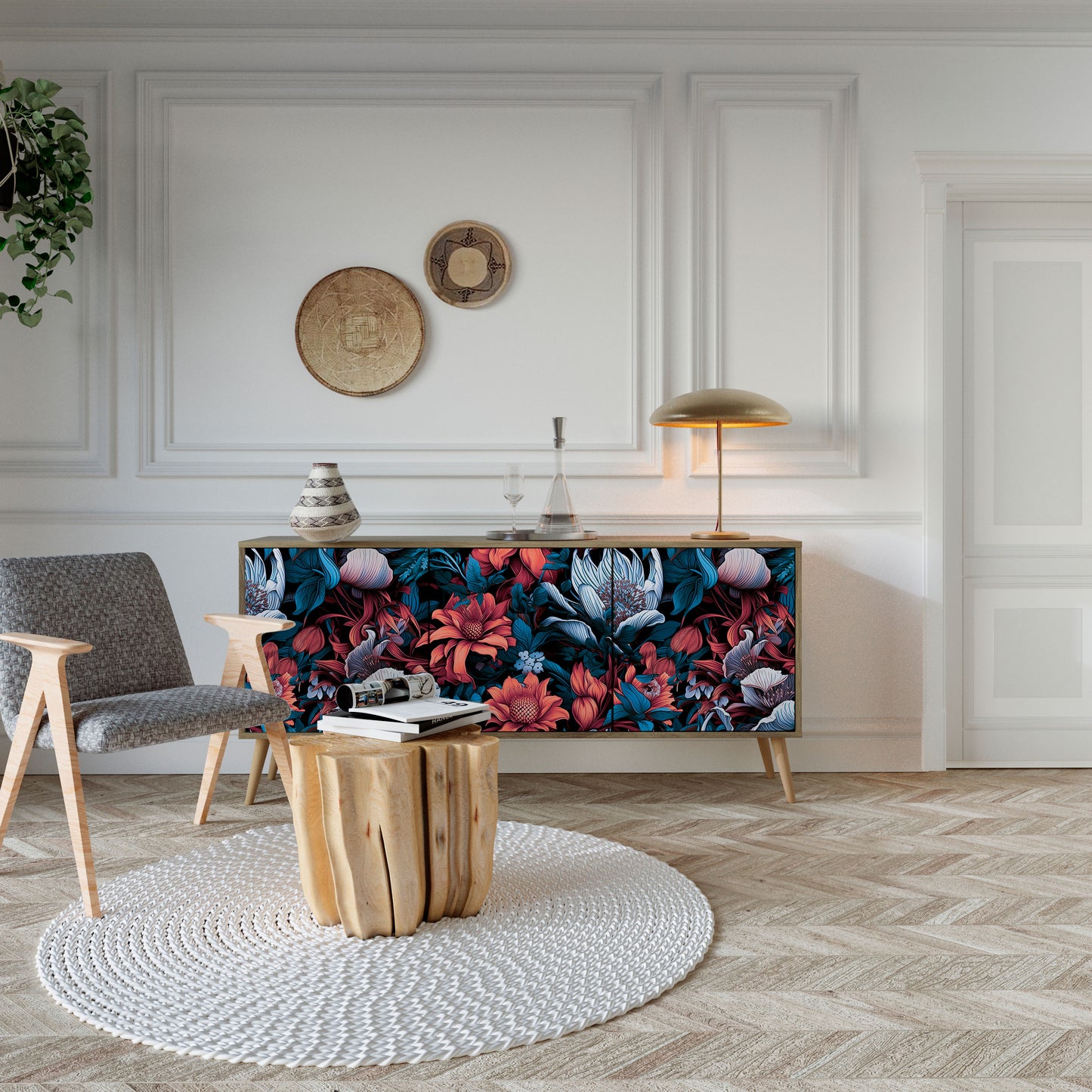 ETHEREAL BLOSSOMS 3-Door Sideboard