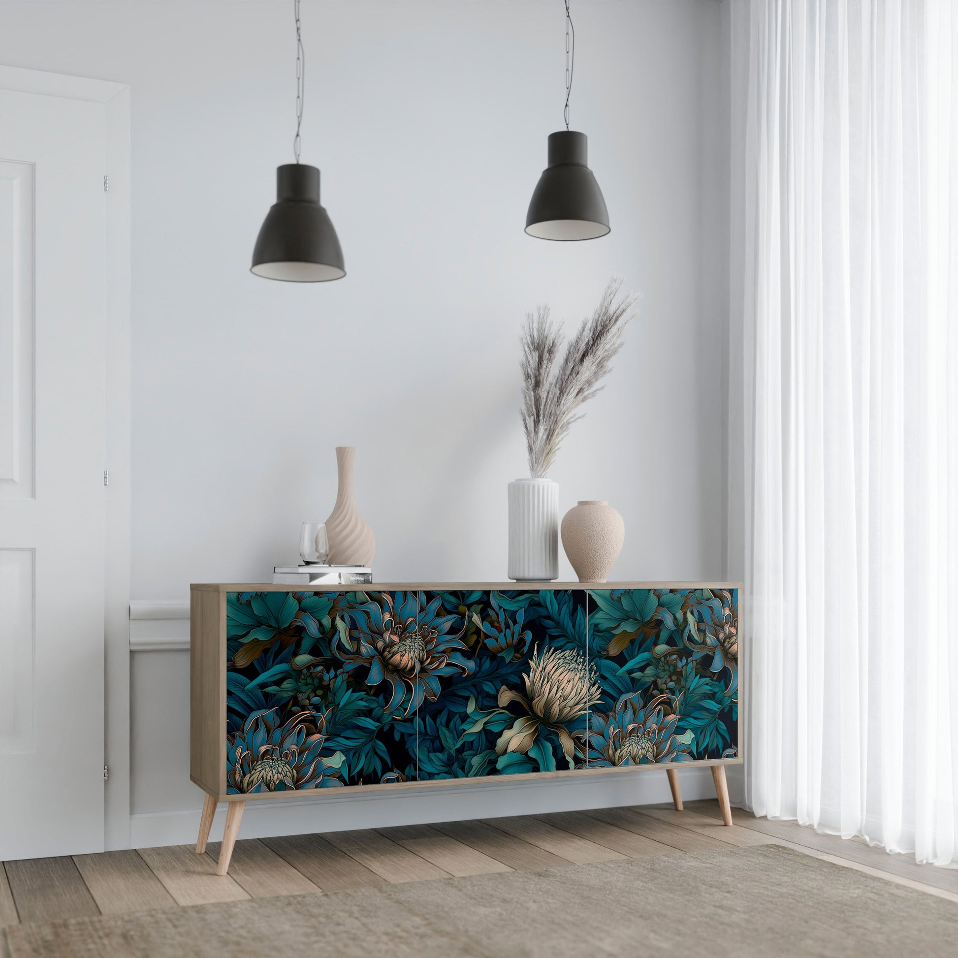 Buffet 3 portes effet chêne TWILIGHT BLOOM