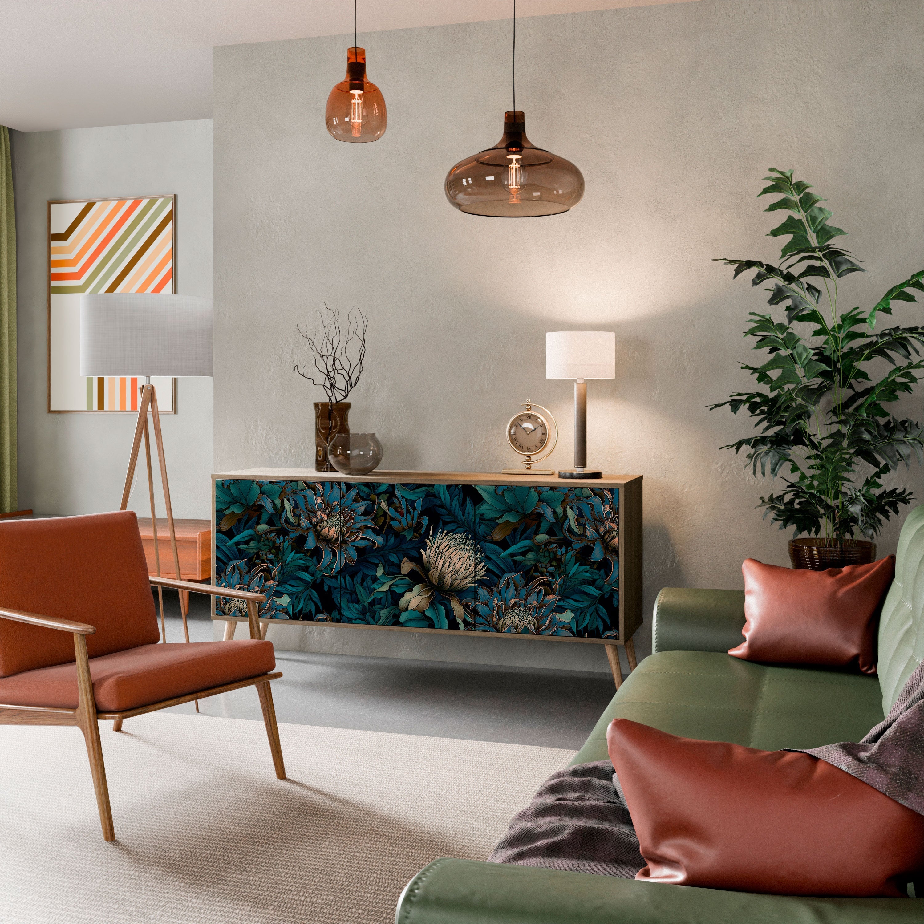 Buffet 3 portes effet chêne TWILIGHT BLOOM