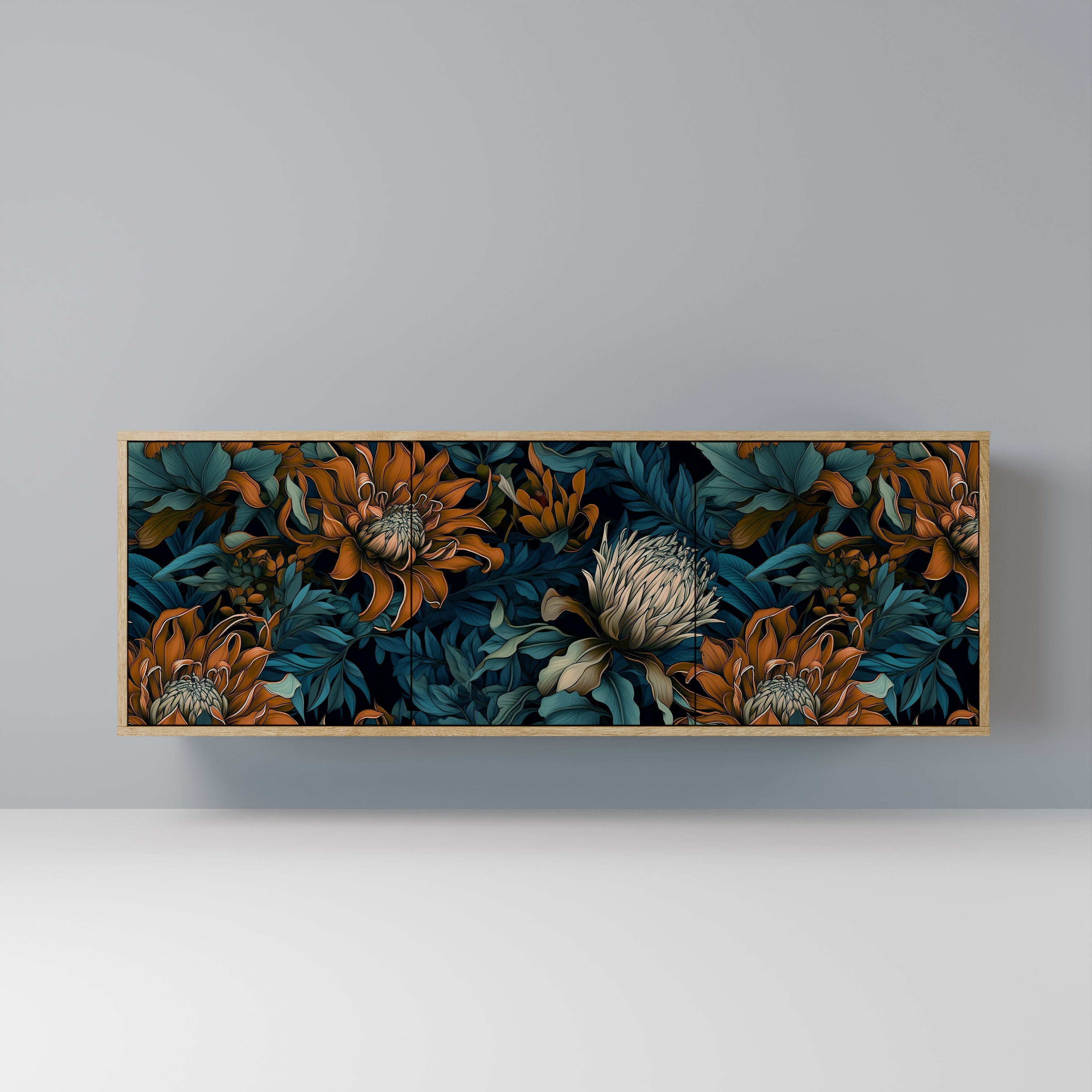 Buffet 3 portes MORNING BLOOM effet chêne