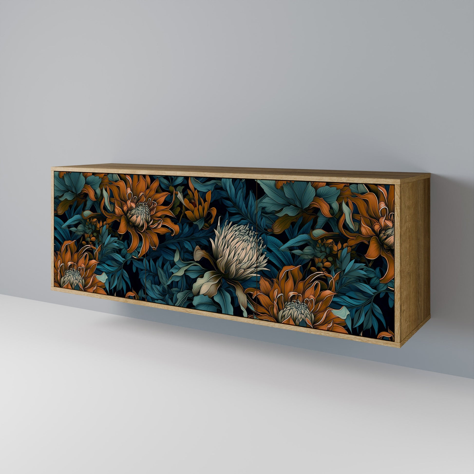 Buffet 3 portes MORNING BLOOM effet chêne