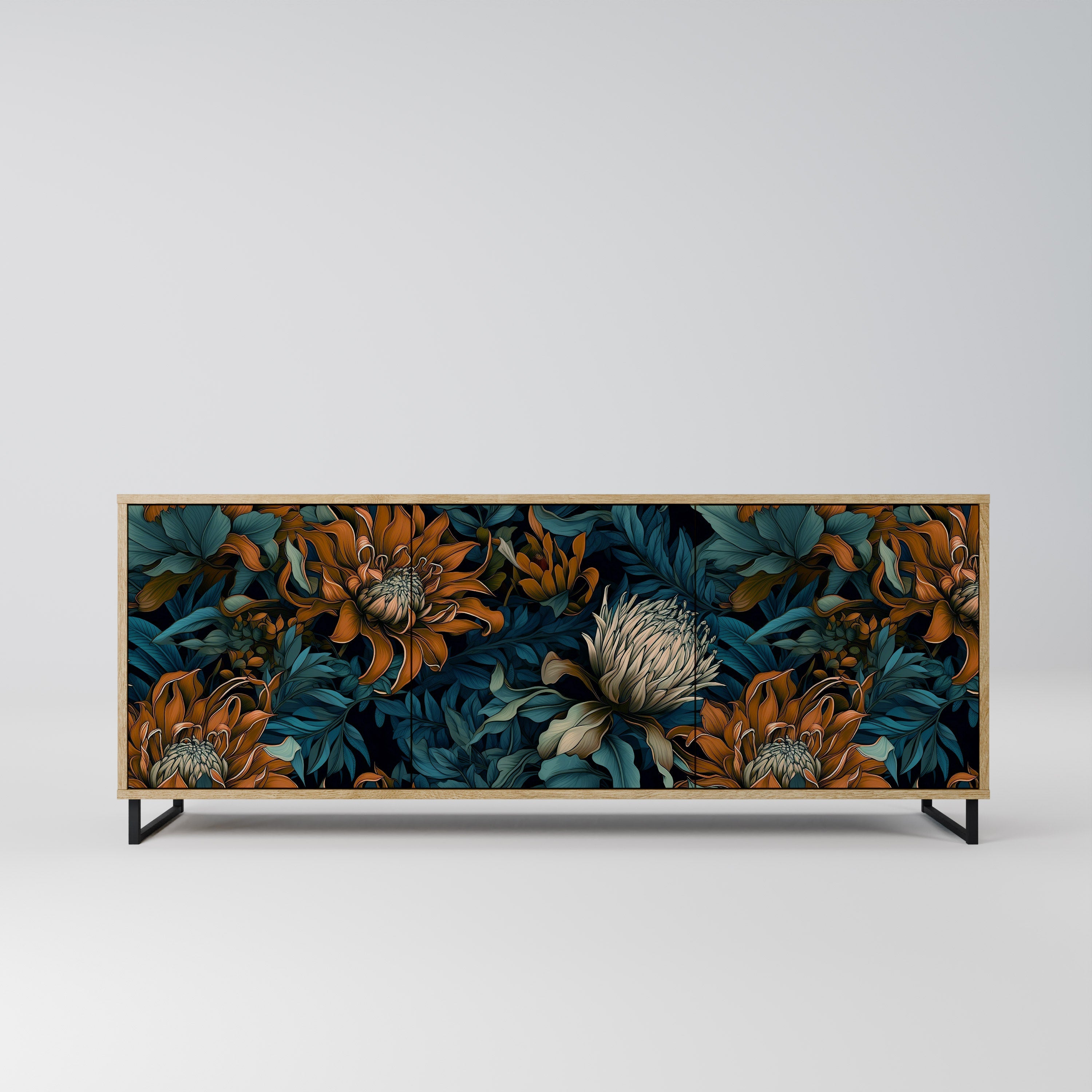 Buffet 3 portes MORNING BLOOM effet chêne