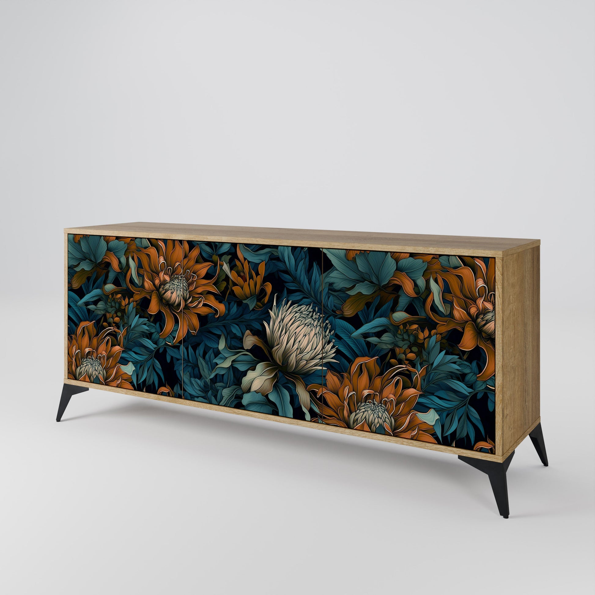 Buffet 3 portes MORNING BLOOM effet chêne