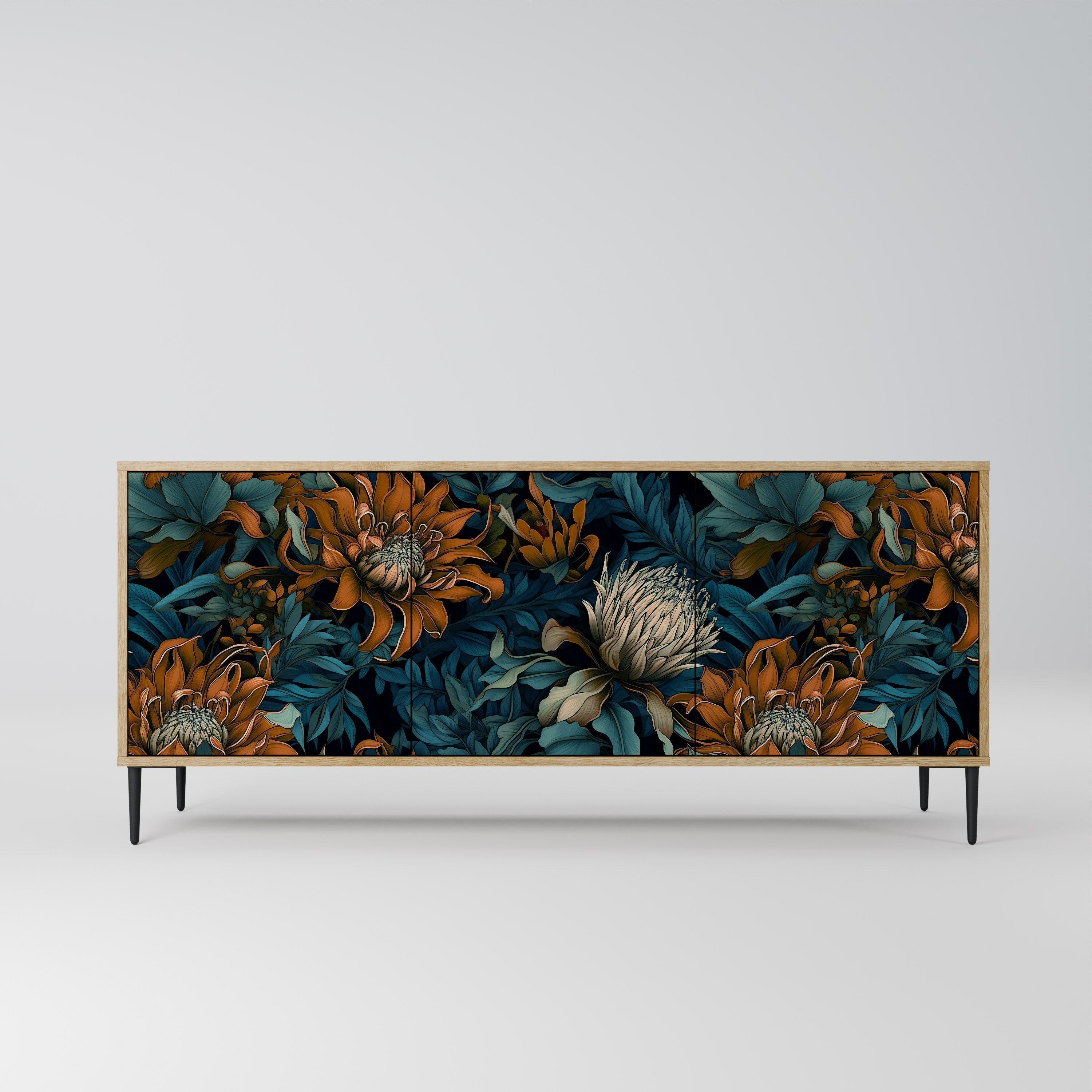 Buffet 3 portes MORNING BLOOM effet chêne