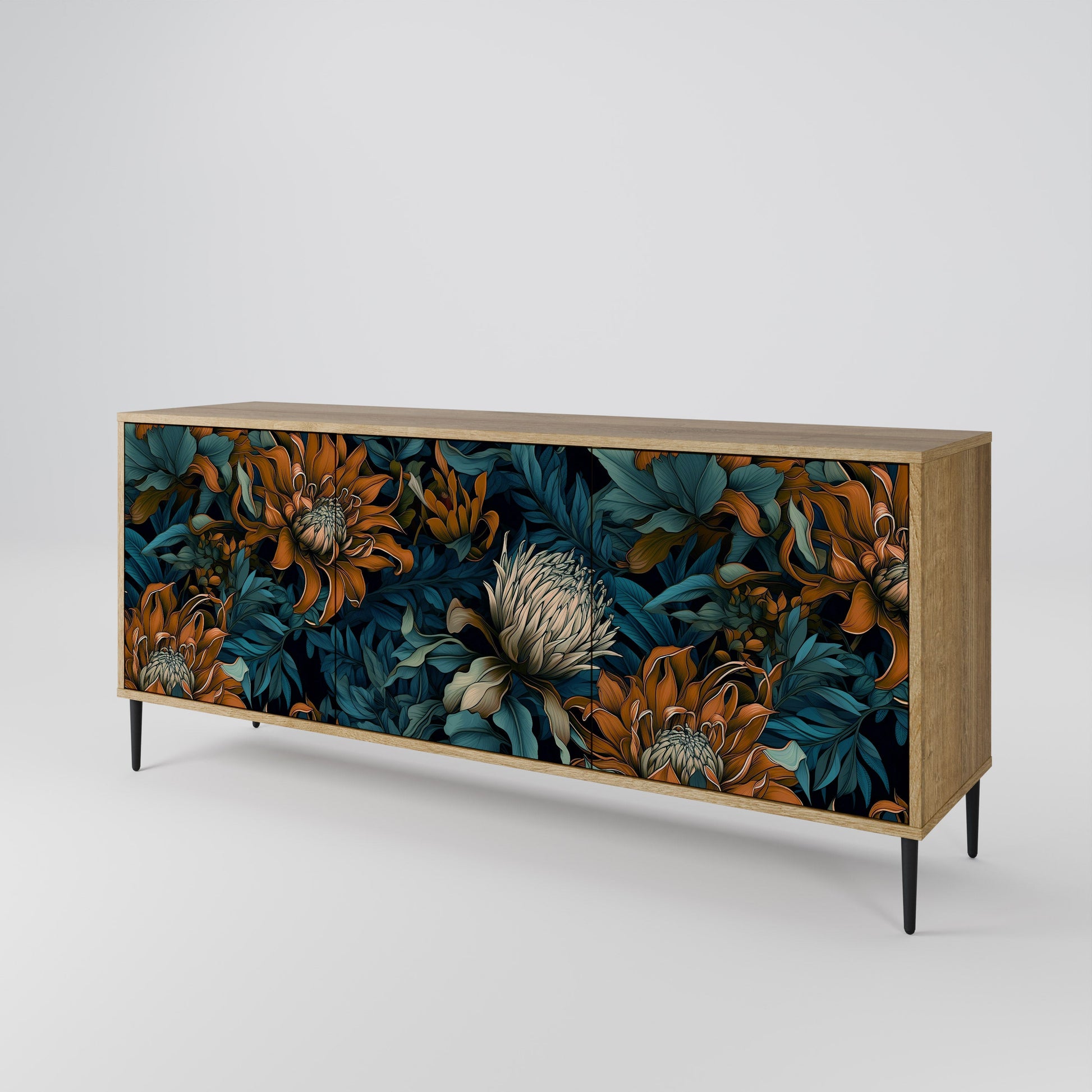 Buffet 3 portes MORNING BLOOM effet chêne