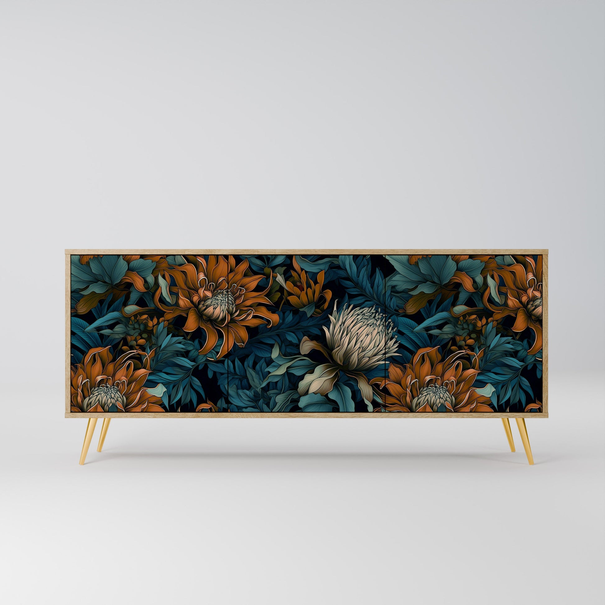 Buffet 3 portes MORNING BLOOM effet chêne