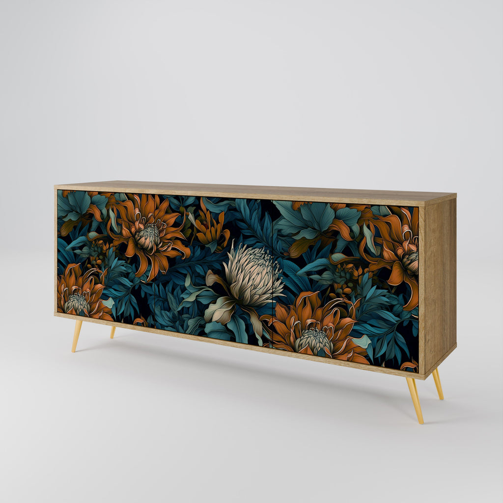 Buffet 3 portes MORNING BLOOM effet chêne