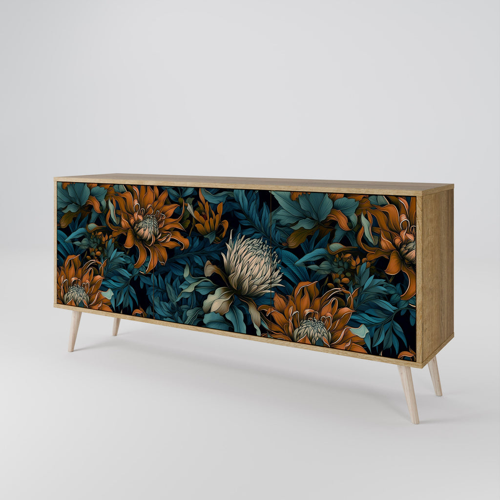 Buffet 3 portes MORNING BLOOM effet chêne