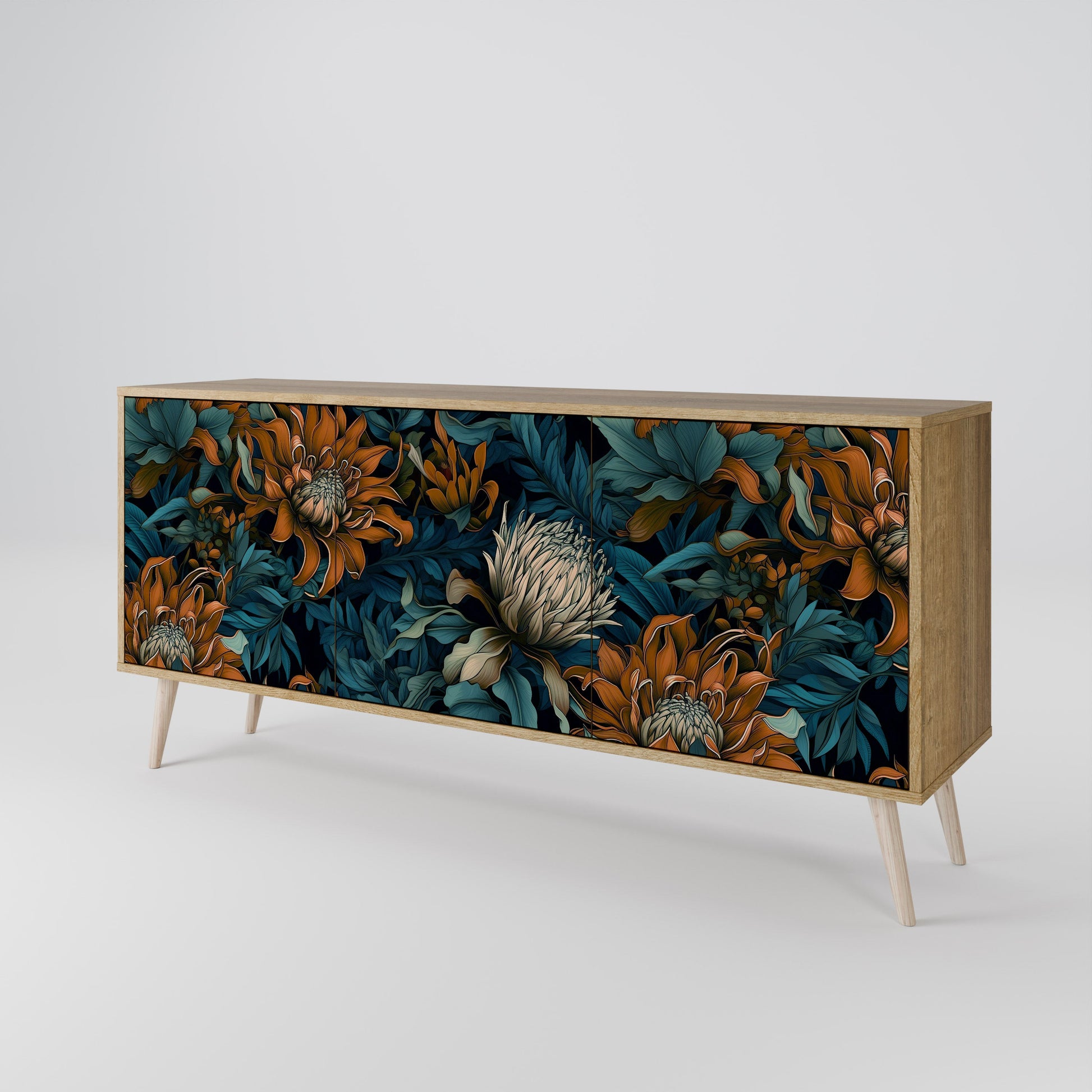 Buffet 3 portes MORNING BLOOM effet chêne