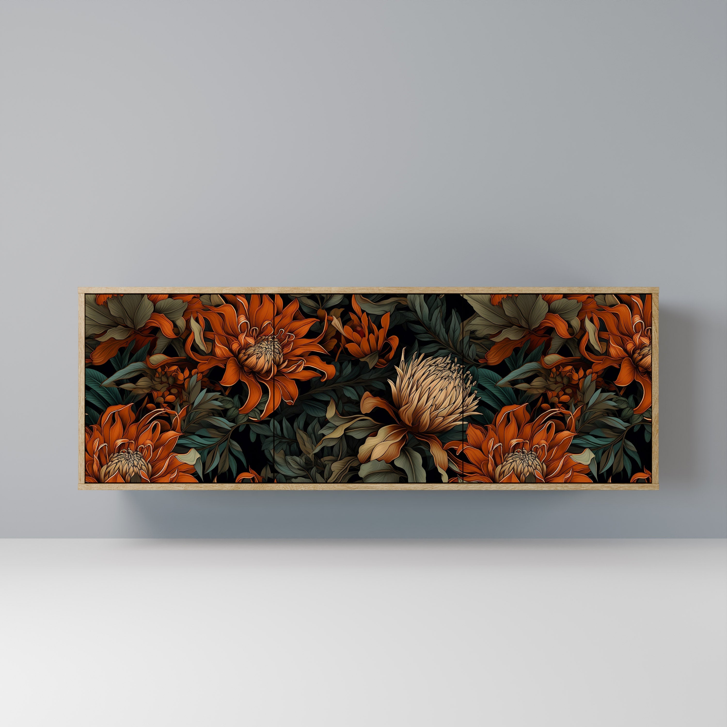 Buffet 3 portes DAWN BLOOM effet chêne