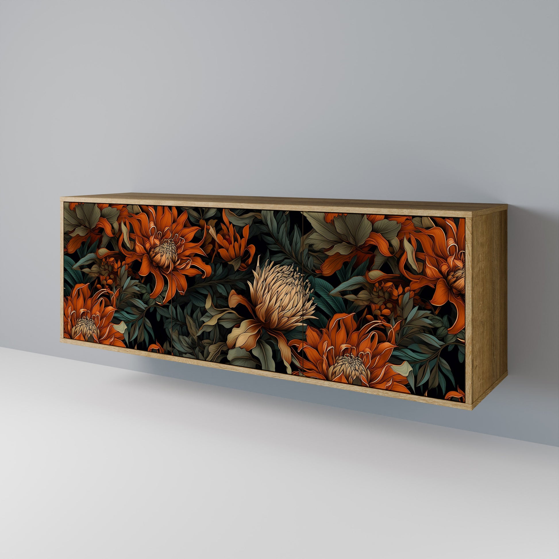 Buffet 3 portes DAWN BLOOM effet chêne