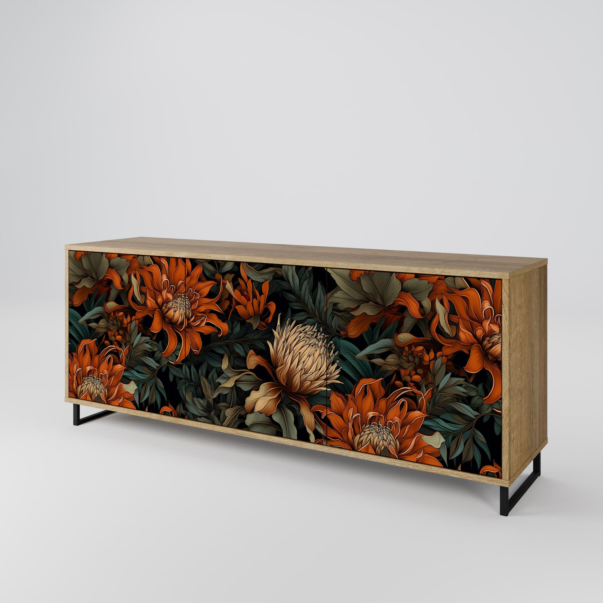Buffet 3 portes DAWN BLOOM effet chêne