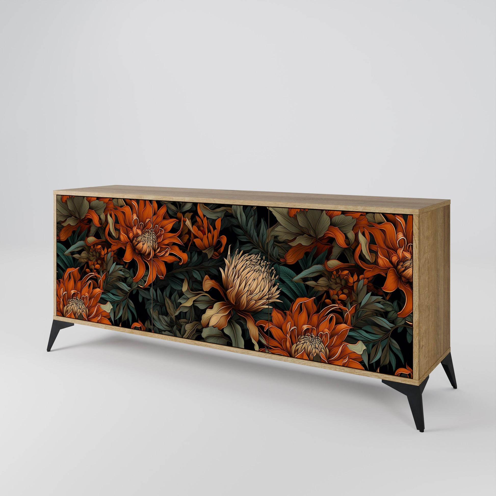 Buffet 3 portes DAWN BLOOM effet chêne