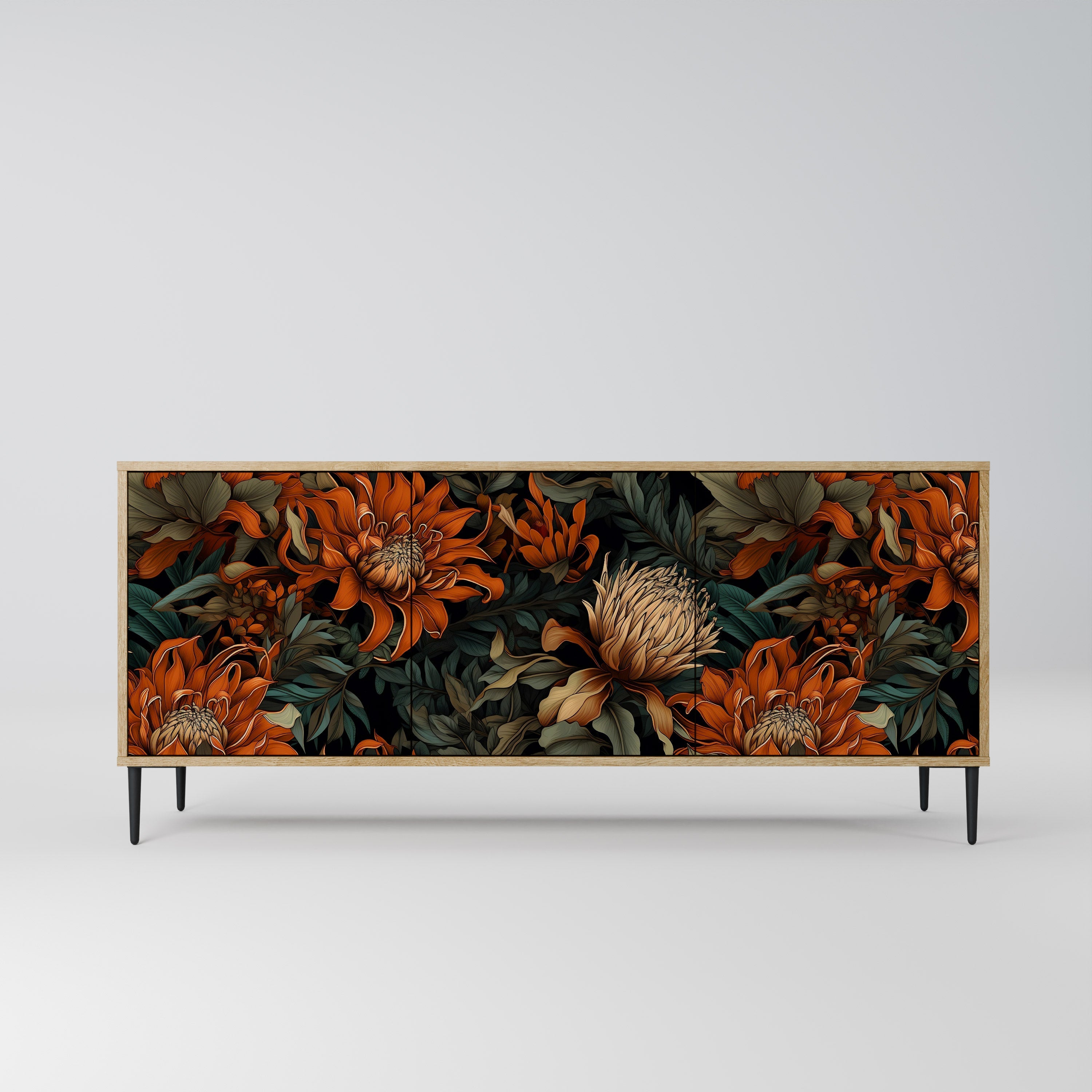 Buffet 3 portes DAWN BLOOM effet chêne