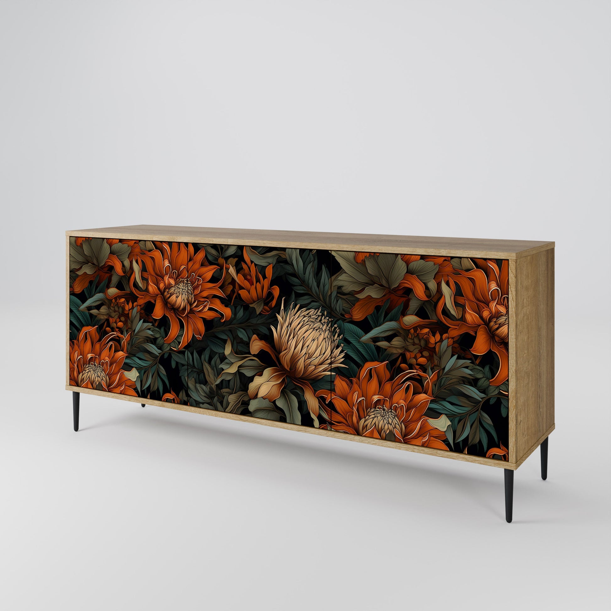 Buffet 3 portes DAWN BLOOM effet chêne