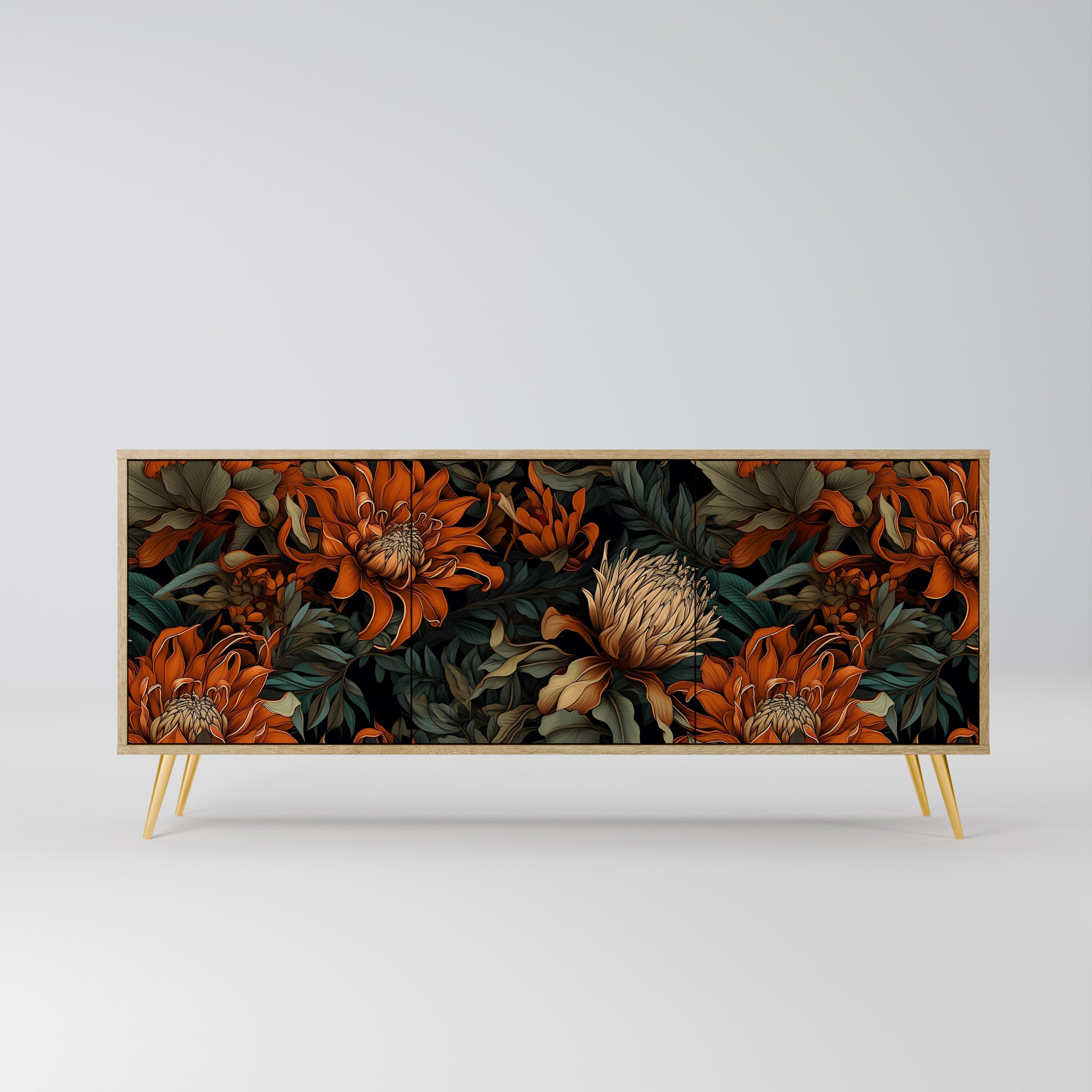 Buffet 3 portes DAWN BLOOM effet chêne