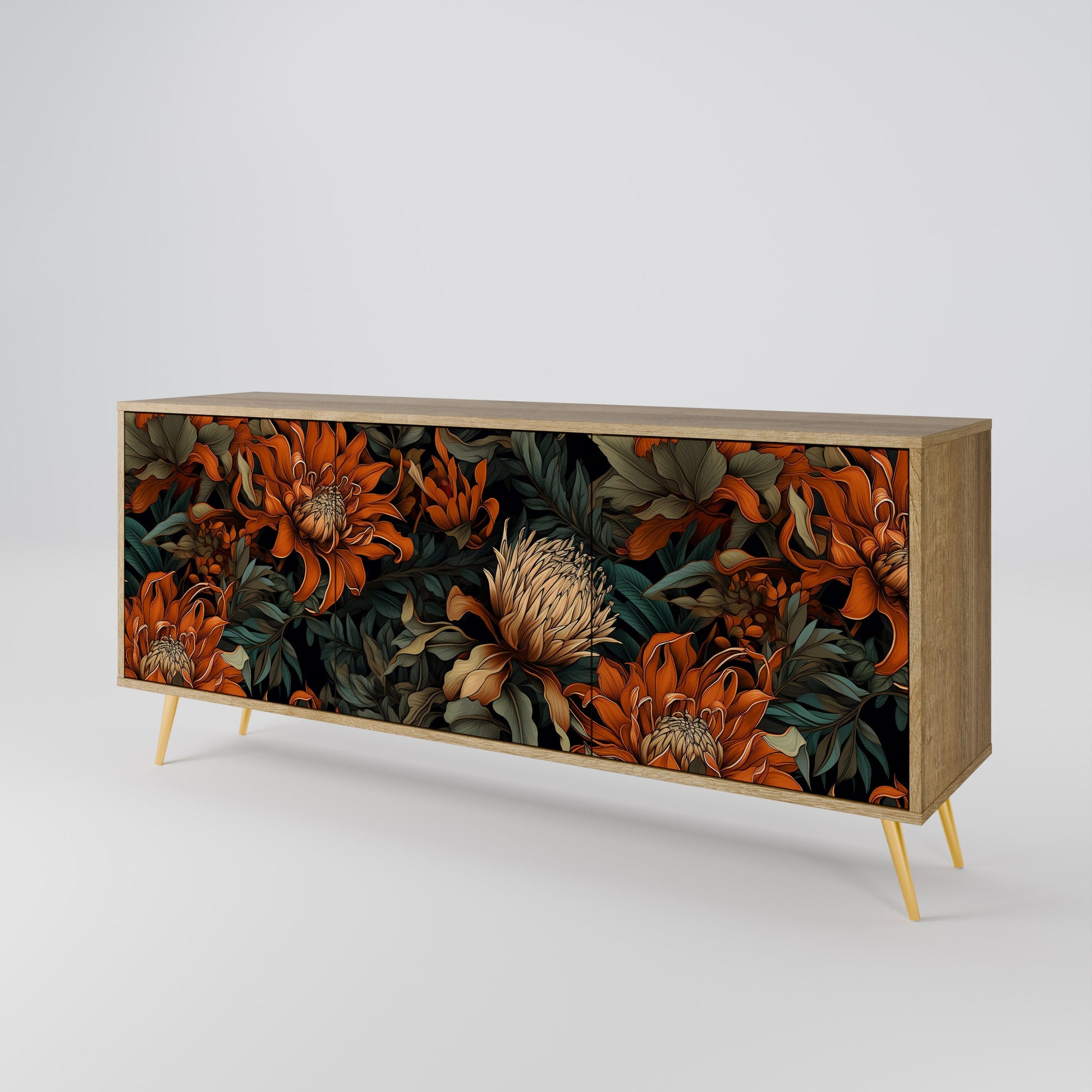 Buffet 3 portes DAWN BLOOM effet chêne